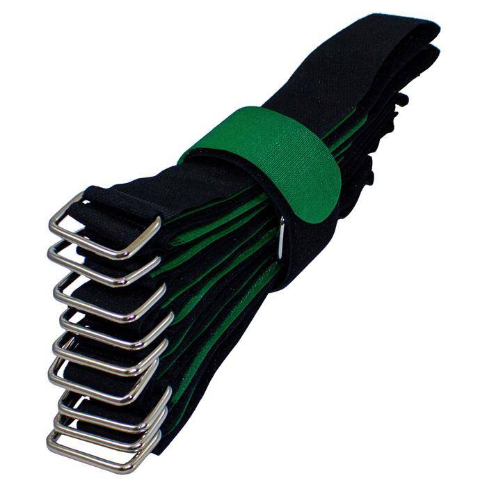 10x Hook + Loop Cable tie 800 x 38mm Black Green normal Reusable Hook + Loop fastener