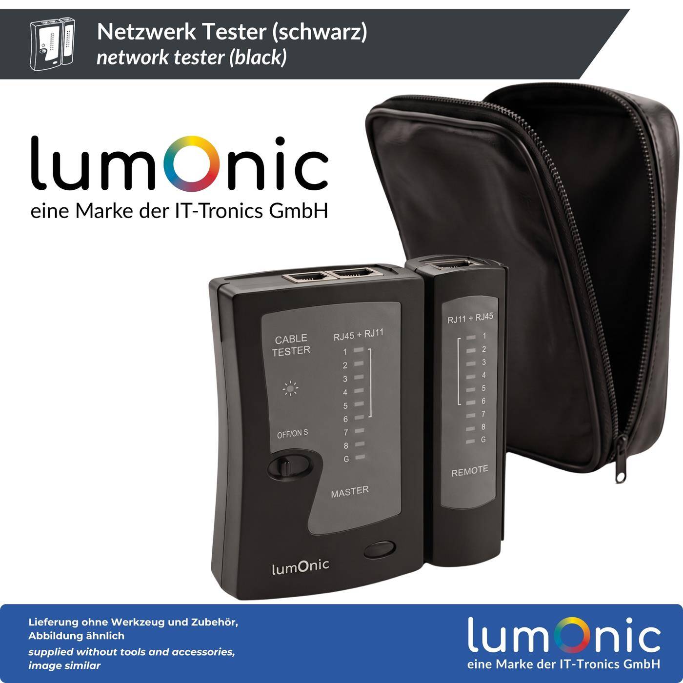 Lumonic Network Tester with Remote Unit for RJ45 and RJ11, Black - Master and Remote Units for Ethernet Cables, RJ45 and RJ11, Continuity Tester, LAN Tester, Network Cable Tester