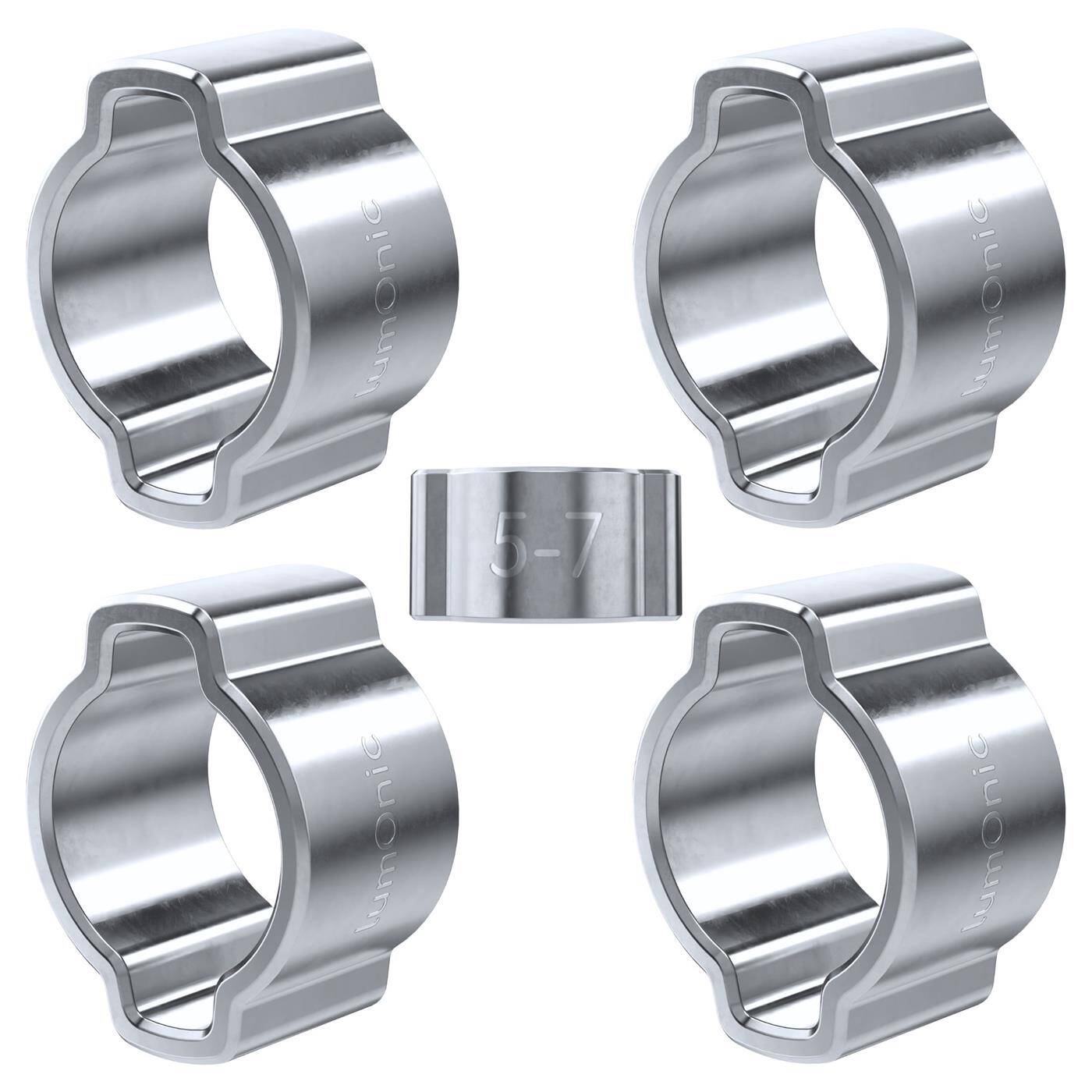 5x 2-Ohr-Schelle 5-7mm Stahl Verzinkt Zweiohrschelle Schlauchschelle für Druckluft, Rohrsysteme, Garten, KFZ