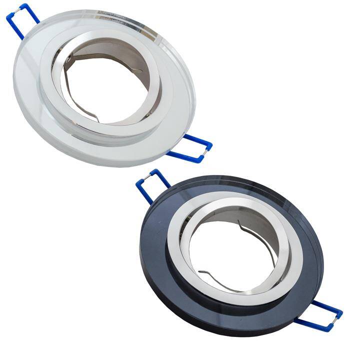 LED Einbaurahmen Rund 90x25mm Weiß Glas 8mm Schwenkbar Spot GU10 MR16 LED Einbaurahmen Rund 90x25mm Weiß Glas 8mm Schwenkbar Spot GU10 MR16