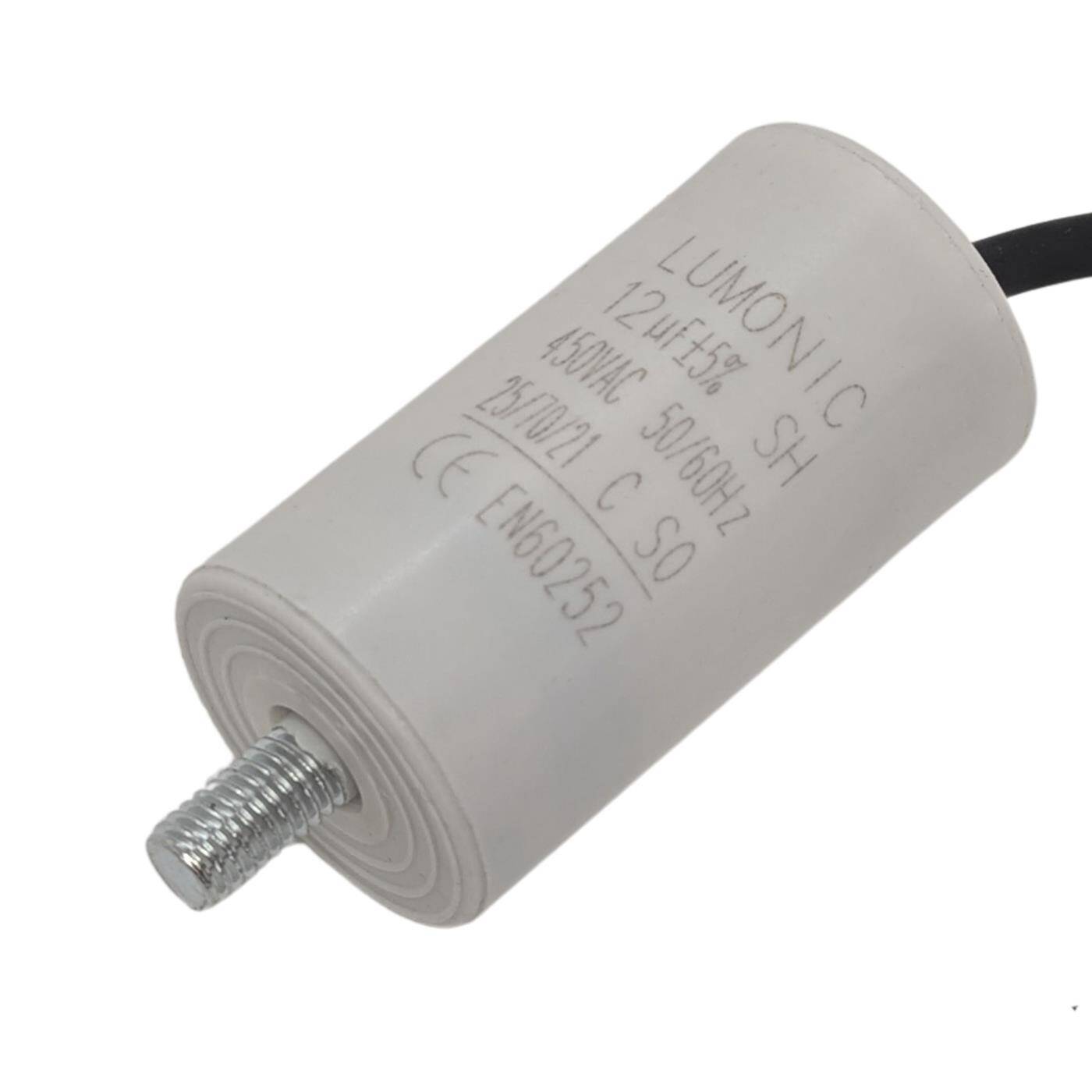 Anlaufkondensator mit Kabel 25cm 12µF 450V 34x65mm 12uF Motorkondensator mit Kunststoffgehäuse