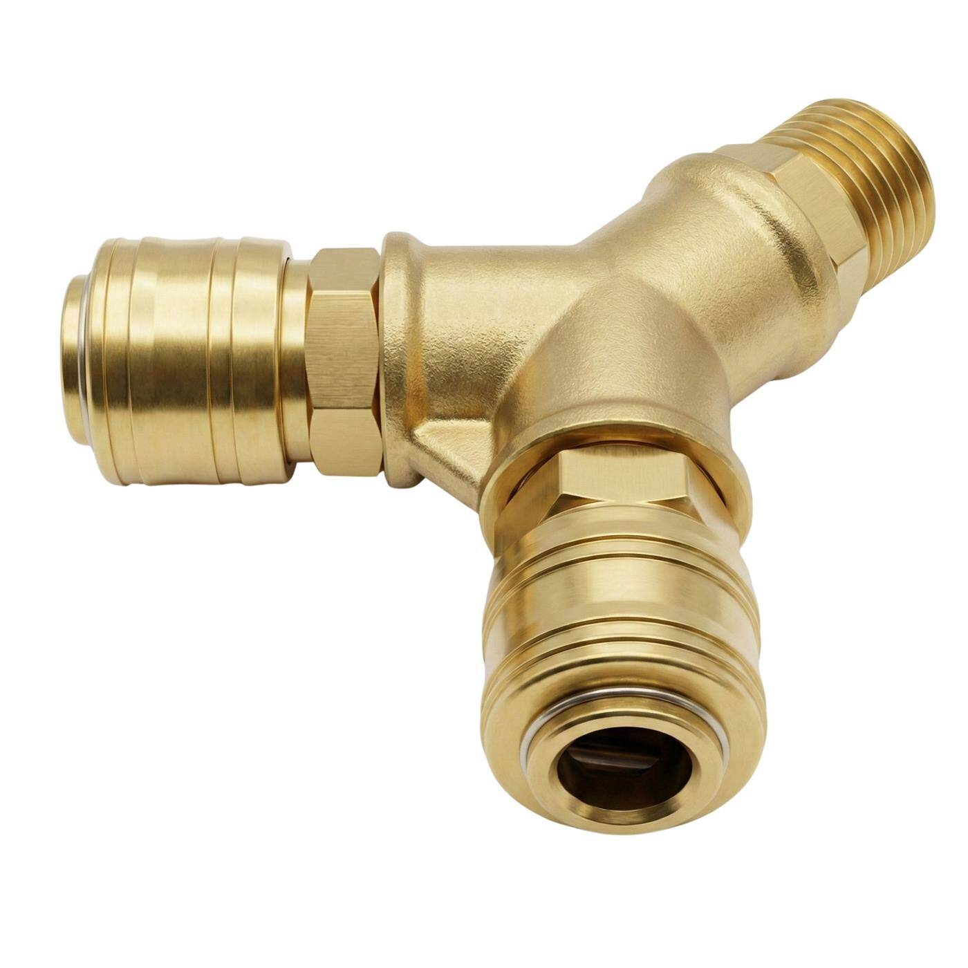 Compressed air distributor 2-fold with external thread 1/2" made of brass Compressed air distributor Compressed air diverter Quick coupling Multiple distributor for workshops, businesses and DIY enthusiasts
