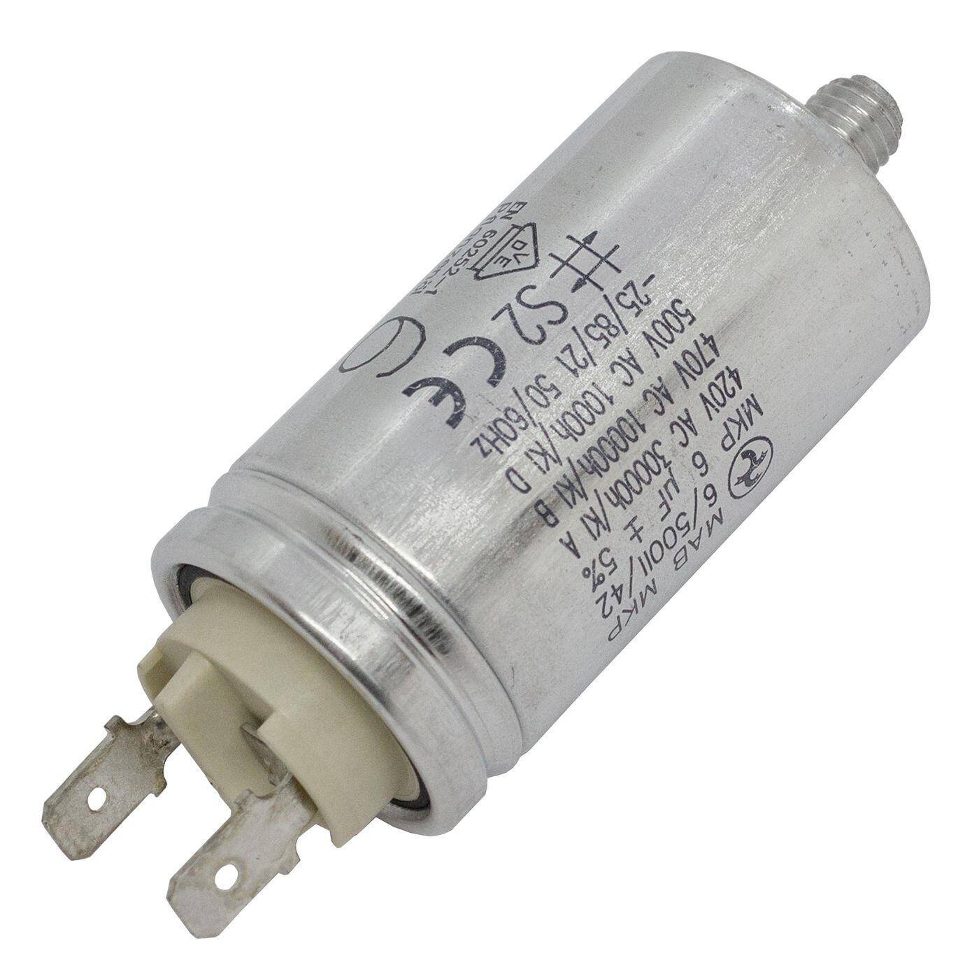 Anlaufkondensator Motorkondensator 6µF 470V 30x58mm Stecker 6,3x0,8mm Hydra MKP-500 6-A 6uF