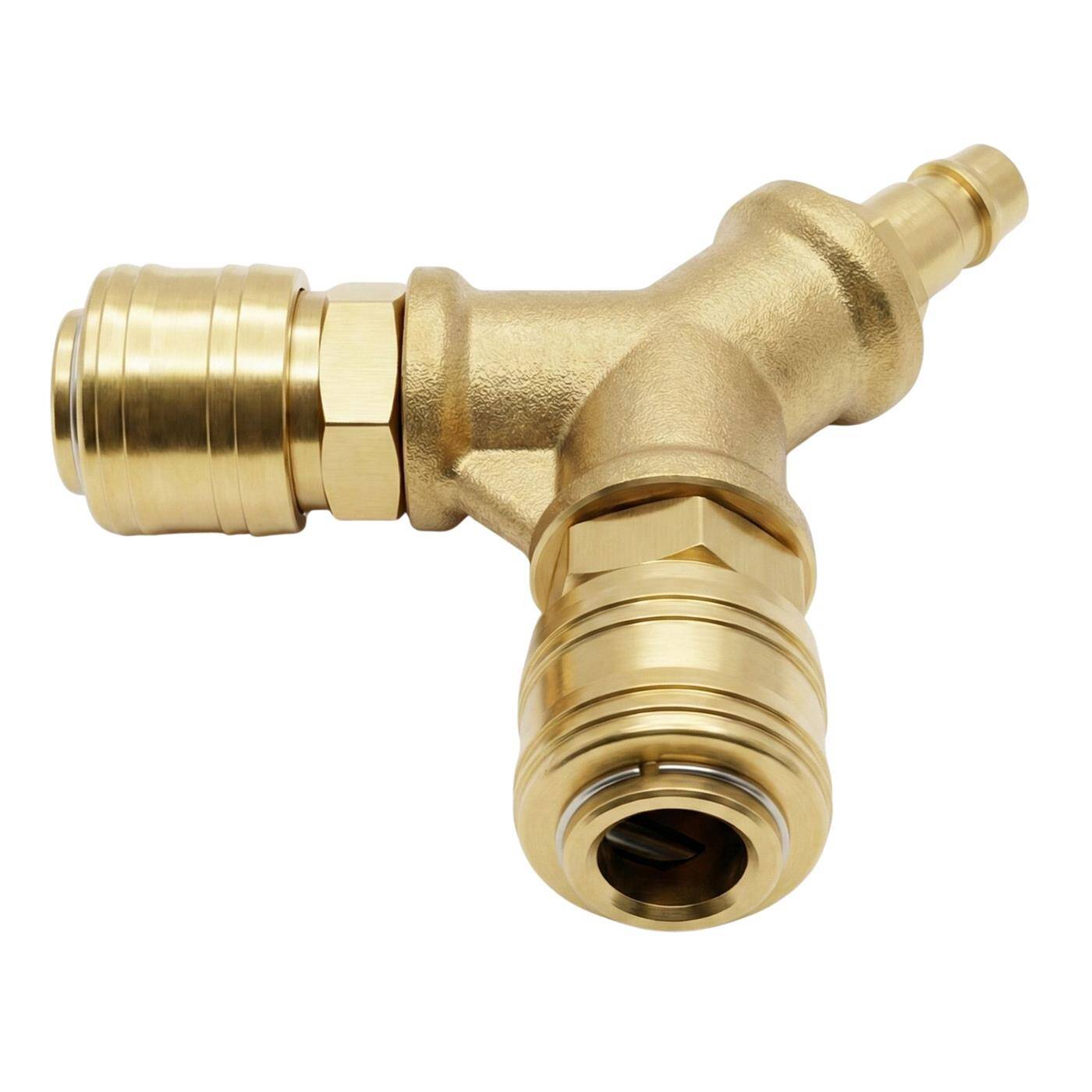 Lumonic I Compressed air distributor 2-fold I complete with coupling plug I made of brass I Internal thread 3/8" I Compressed air diverter I Quick coupling I Multiple distributor I for workshops, businesses and DIY enthusiasts