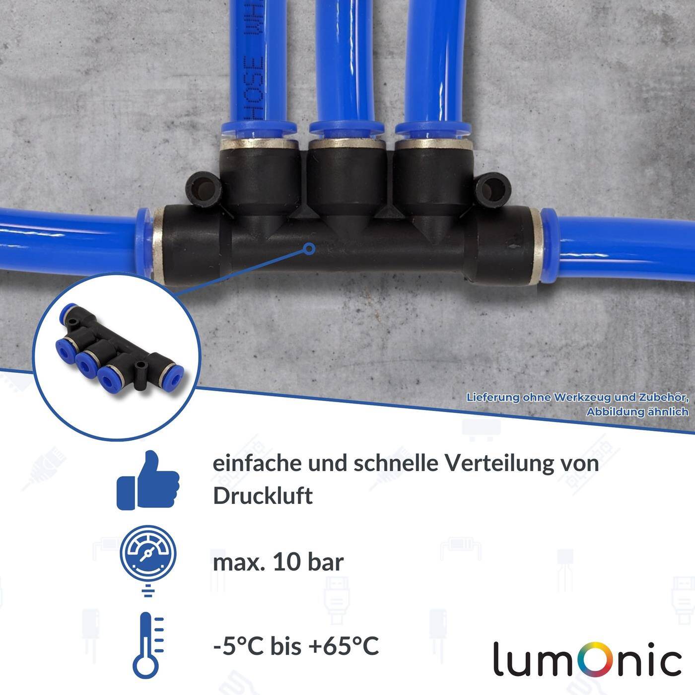 PU Schlauch Multi-Steckverbinder 6mm Multikupplung Push-in pneumatischer Steckverbinder Mehrfach-Verbinder Druckluft & Automatisierung