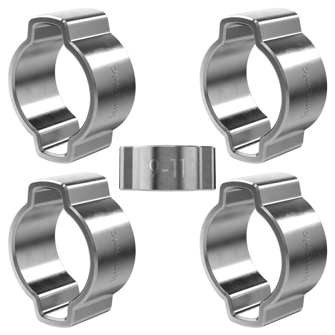 5x 2-Ohr-Schelle 9-11mm V2A Edelstahl Zweiohrschelle Schlauchschelle für Druckluft, Rohrsysteme, Garten, KFZ
