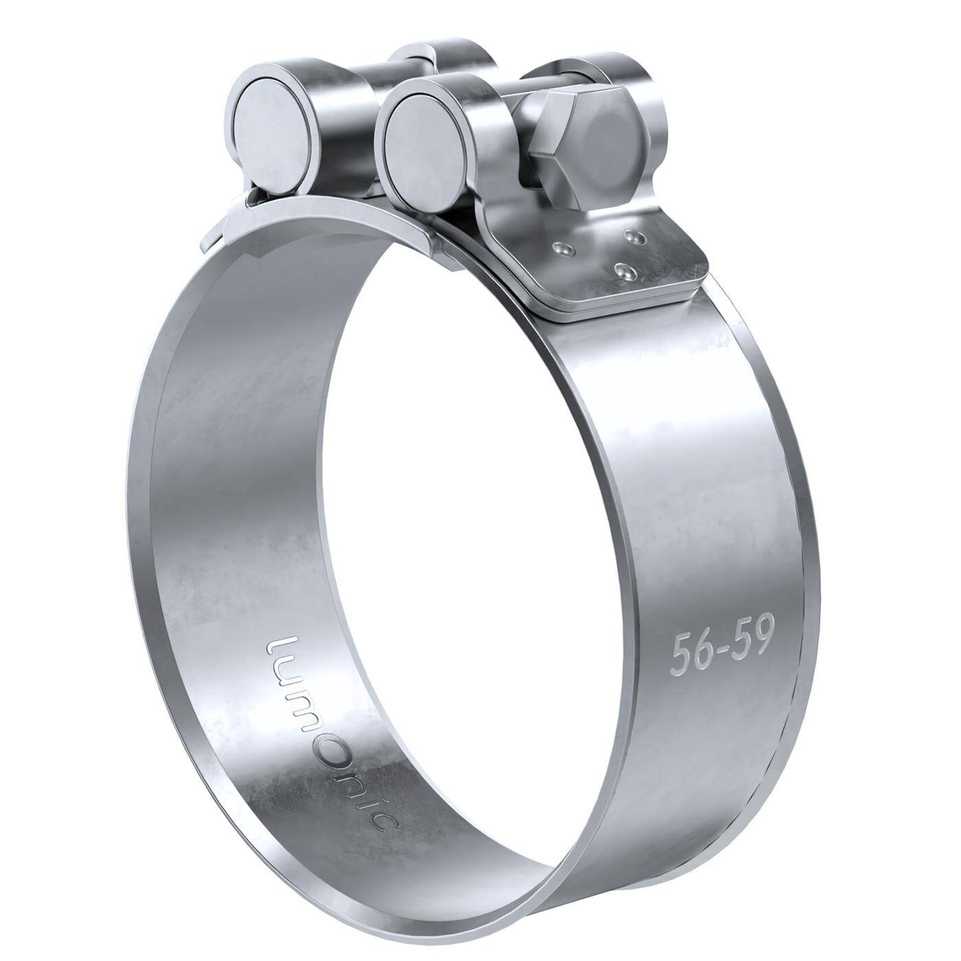 1x Lumonic Gelenkbolzenschelle 56-59mm  Auspuffschelle für Bau PKW LKW