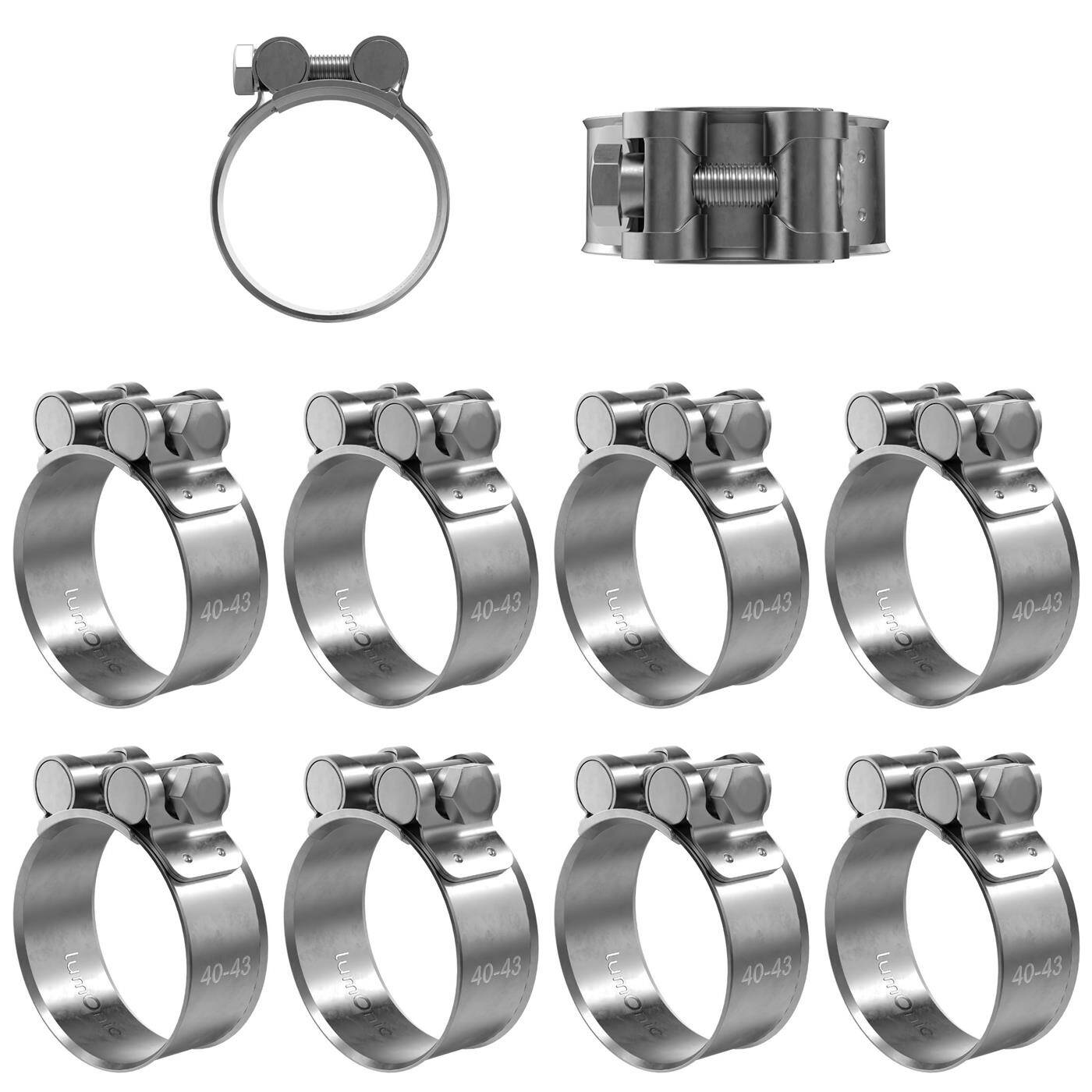 10x Lumonic Gelenkbolzenschelle Edelstahl 40-43mm V2A Auspuffschelle für Bau PKW LKW