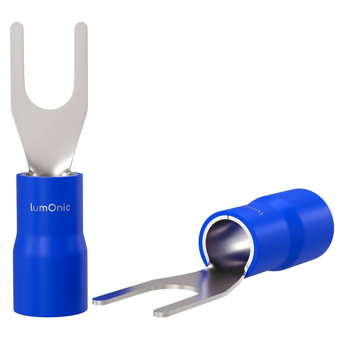 Lumonic 25x Forked cable lug 1,5-2,5mm² Partially insulated | M3 | Tinned copper | Secure cable connection without soldering | Set of 25 crimp cable lugs, crimp connectors | Motor vehicle, mechanical engineering, motorhome, battery