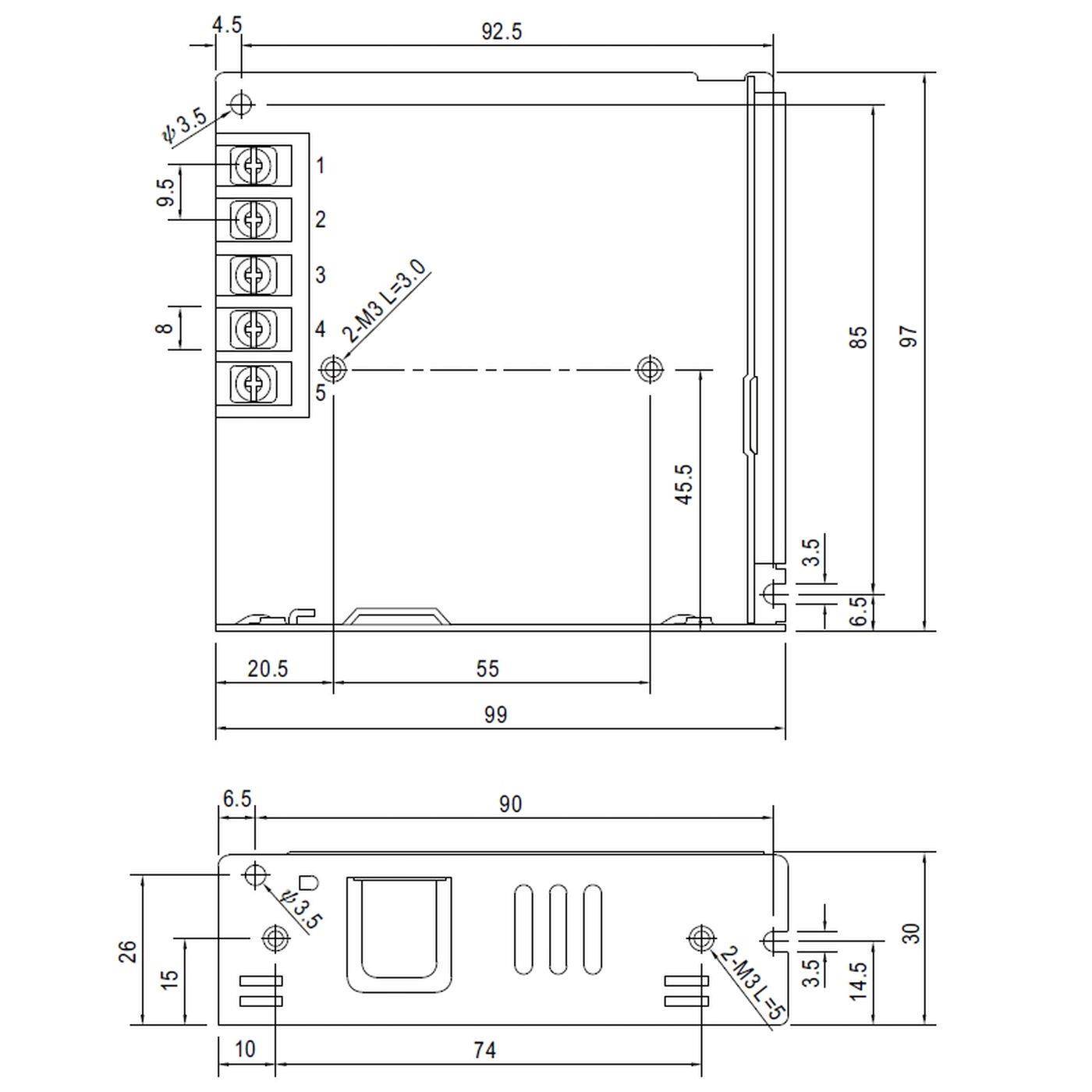 MEAN WELL LRS-75-5 70W 5V 14A Industrielles Netzteil