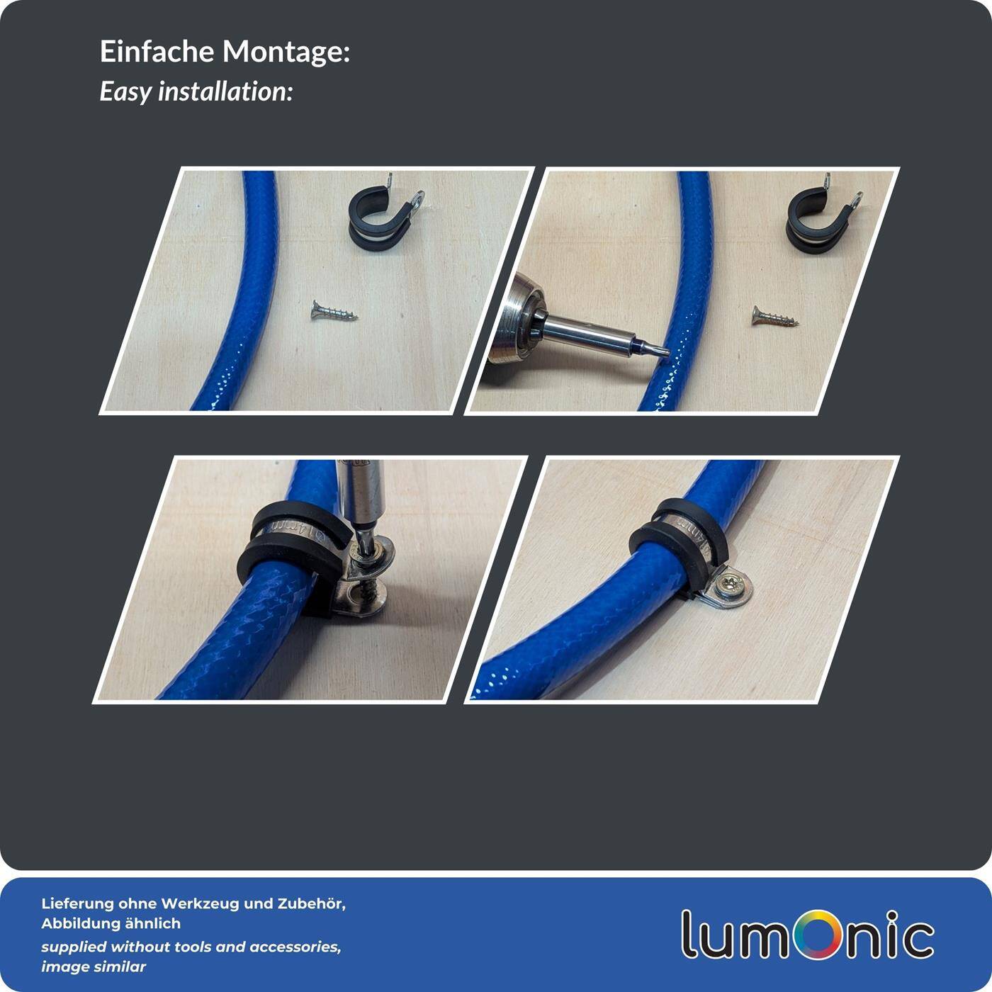 5x P-Clip Leitungsschelle Edelstahl V2A mit Gummi 22mm Rohrschelle Befestigungsschelle