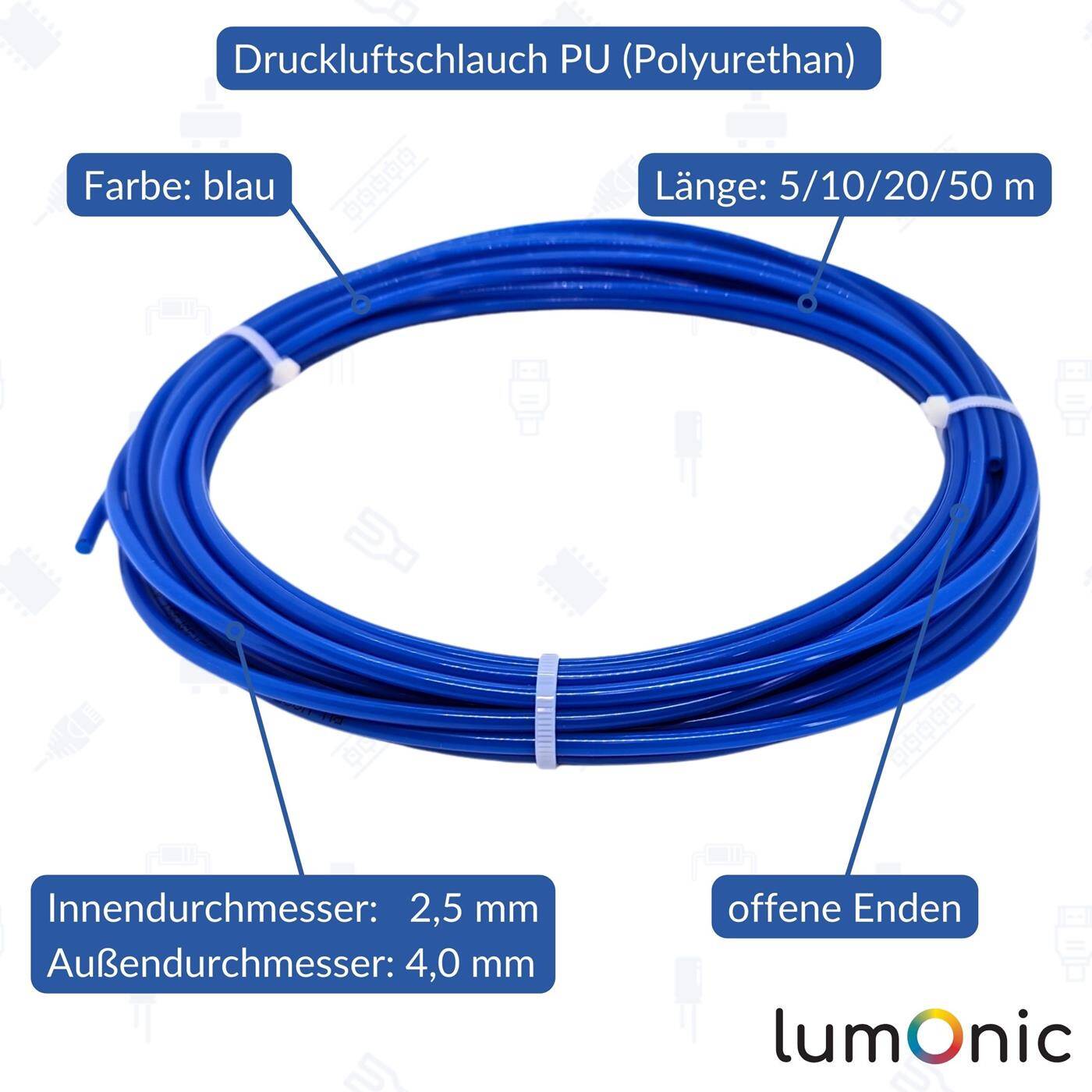 10m Druckluftschlauch PU 2,5/4mm Maschinenbau Pneumatiksysteme Werkstatt PU Schlauch Polyurethan flexibel, abriebfest 10m Druckluftschlauch PU 2,5/4mm Maschinenbau Pneumatiksysteme Werkstatt PU Schlauch Polyurethan flexibel, abriebfest
