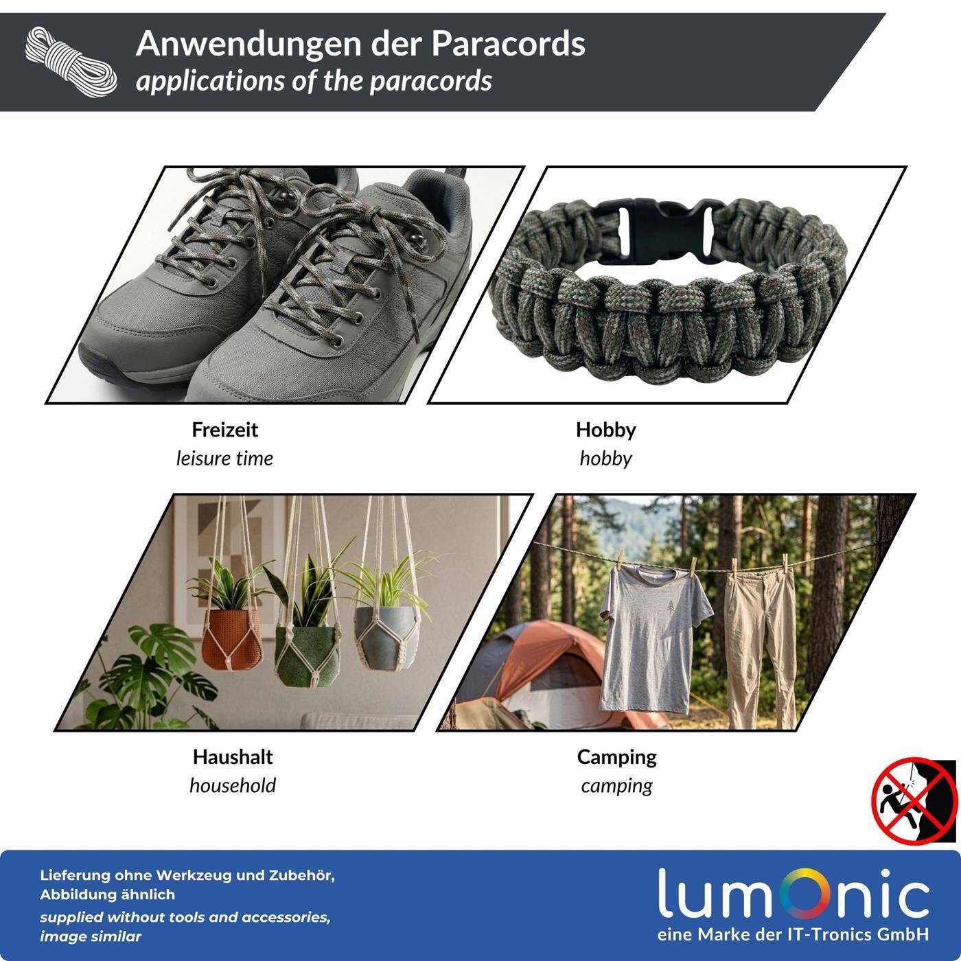 Lumonic 30m Paracord 4mm Navy blue | 100% nylon | 7 cores, 32 strand sheath | Max. 125 kg load capacity | dog leash, bracelet, outdoor, bushcraft, tent cord