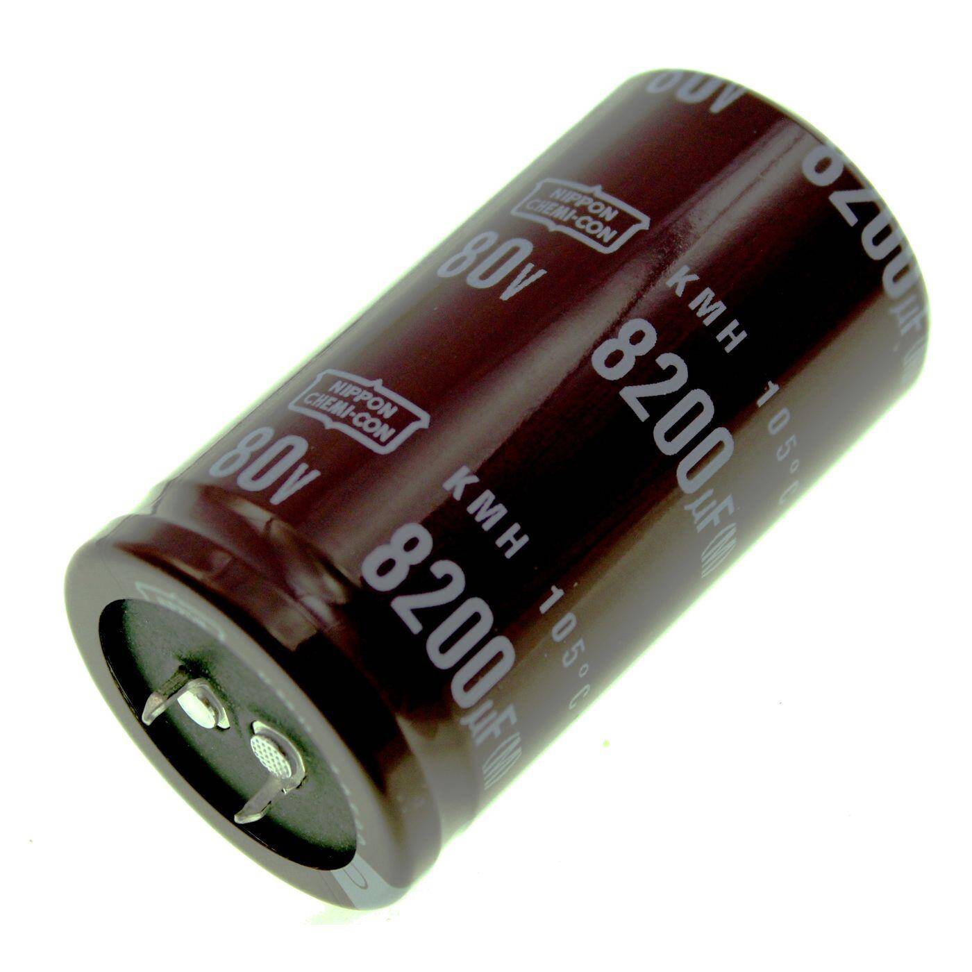 Snap-In Elko Kondensator 8200µF 80V | Elektrolytkondensator bis zu einer Temperatur von 105°C | 35x63mm | 8200uF EKMH800VSN822MA63U United Chemi-Con