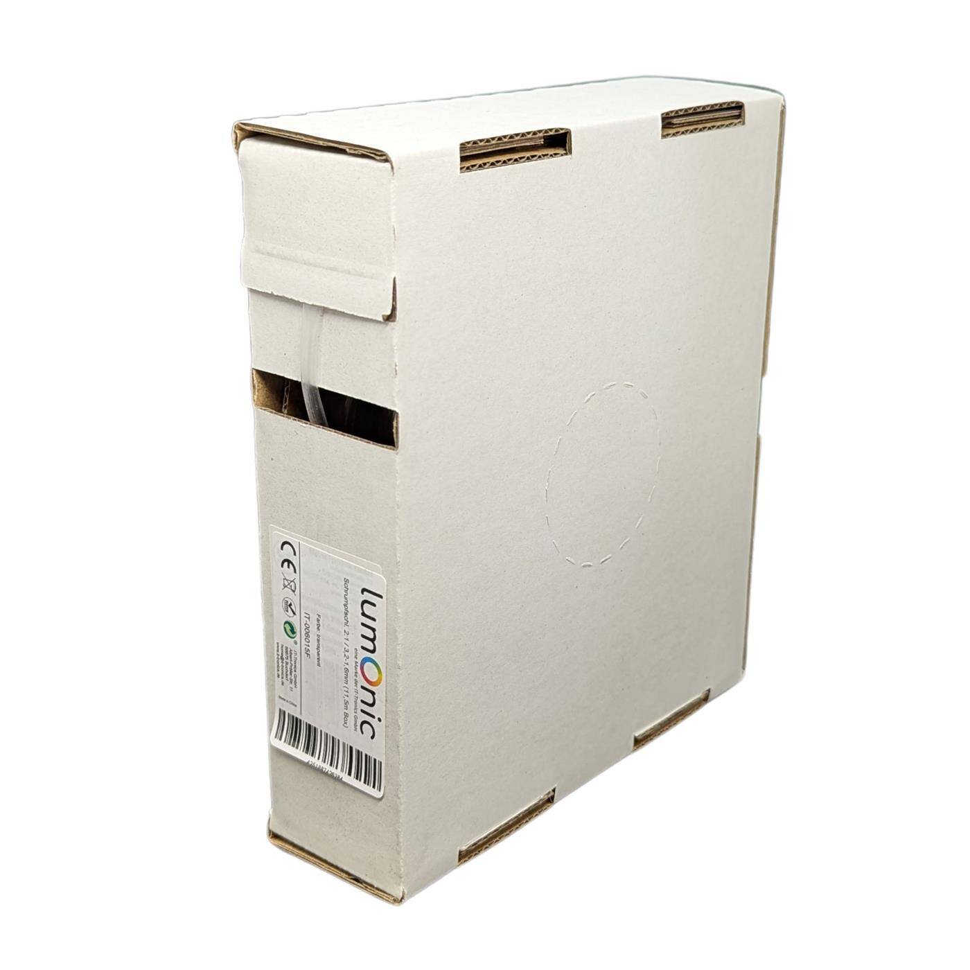 Lumonic 11,5m Schrumpfschlauch Box 2:1 Transparent - Hier von: 3,2mm auf 1,6mm - Dickwandiger Schrumfpschlauch in verschiedenen Größen