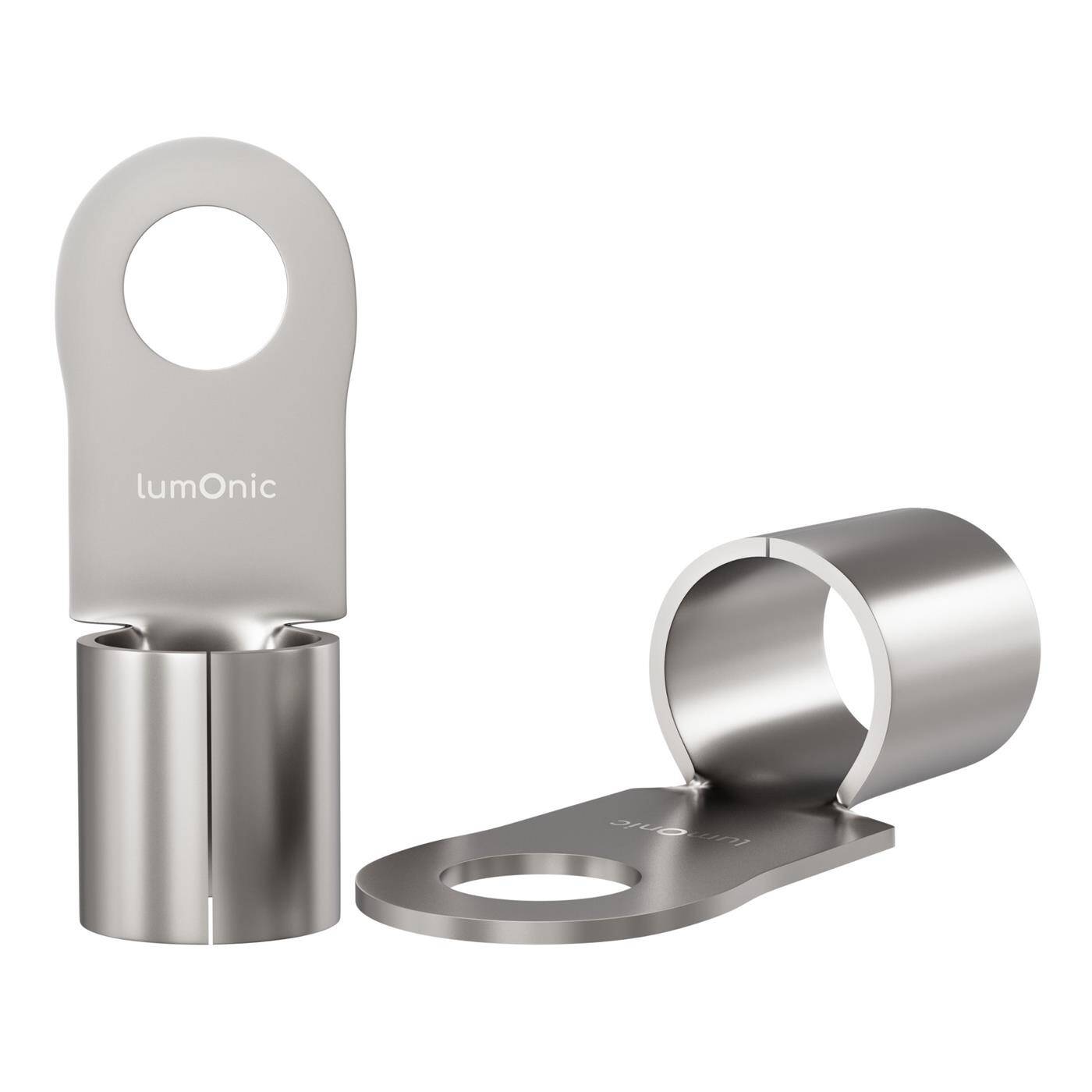 Lumonic 10x Ringkabelschuh 30-50mm² blank | M8 | Kupfer verzinnt | sichere Kabelverbindung ohne Löten | Crimp-Kabelschuh unisoliert | KFZ, Maschinenbau, Wohnmobil, Batterie