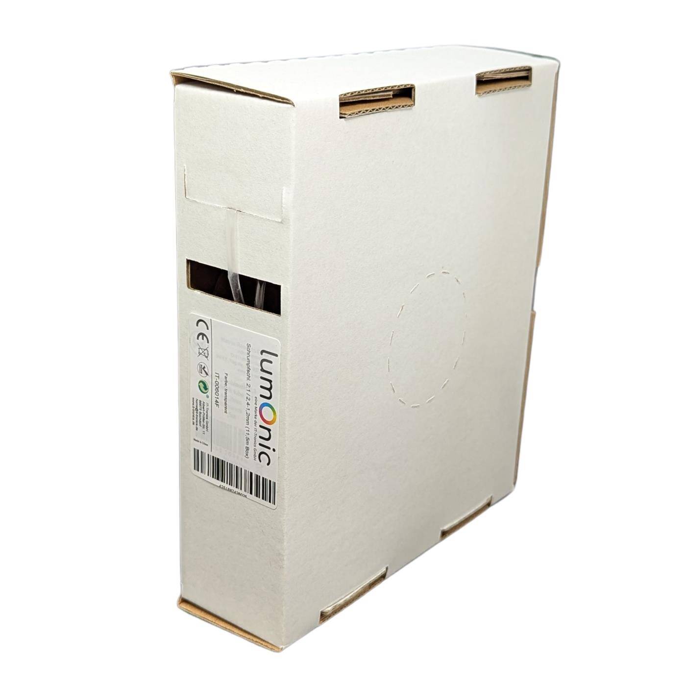 Lumonic 11,5m Schrumpfschlauch Box 2:1 Transparent - Hier von: 2,4mm auf 1,2mm - Dickwandiger Schrumfpschlauch in verschiedenen Größen