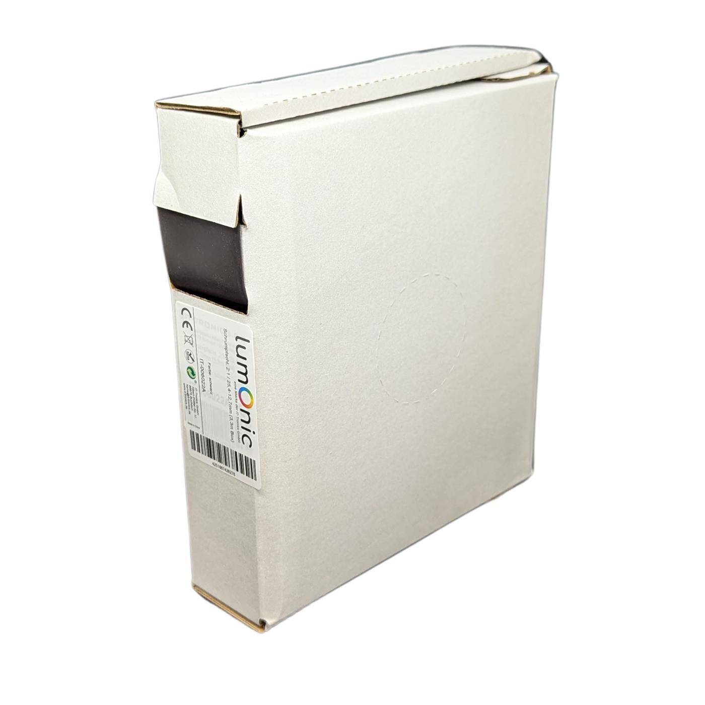 3,3m Schrumpfschlauch Box 2:1 25,4 -> 12,7mm Schwarz Flexibel