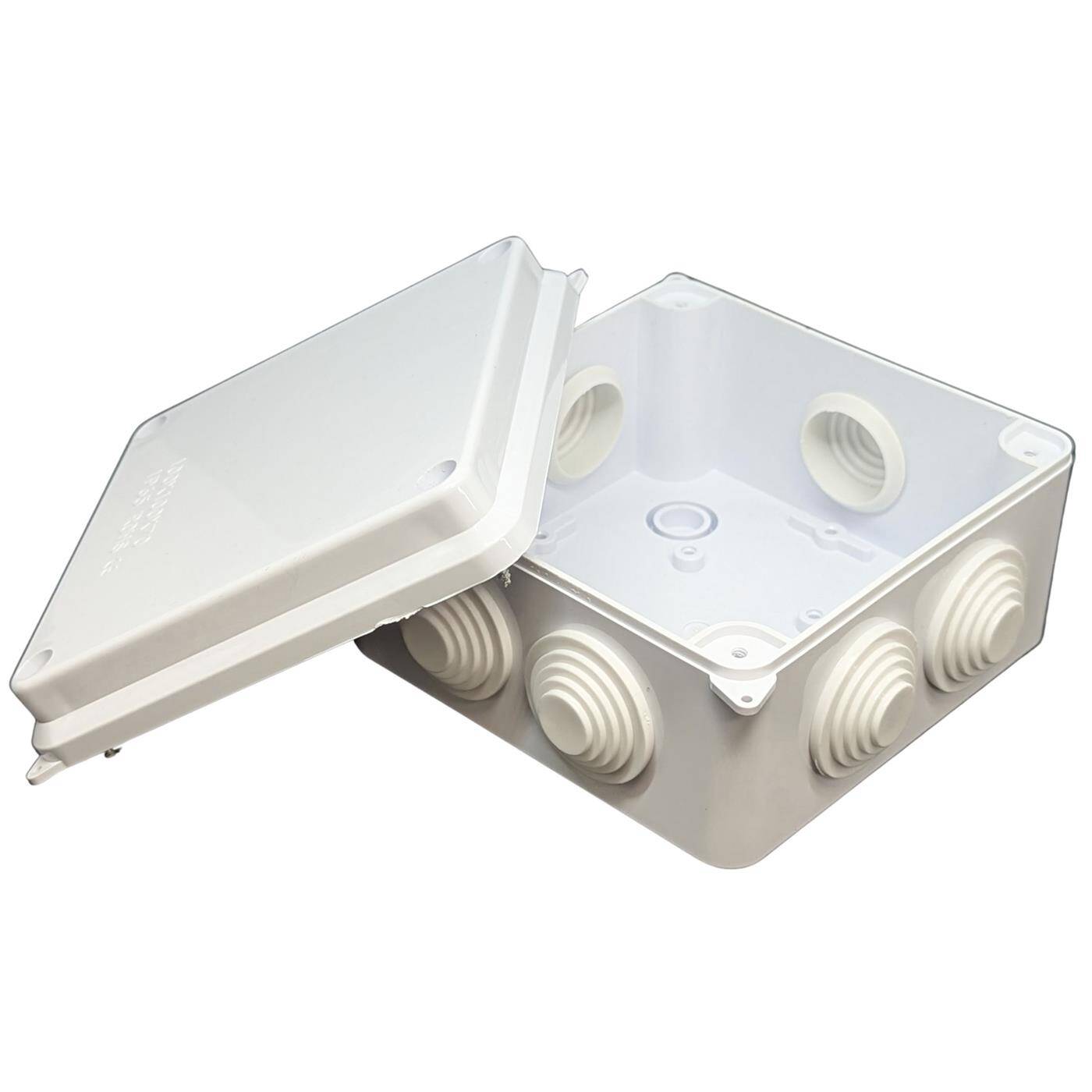 Lumonic Verteilerdose weiß 100x100x70mm mit 7 Öffnungen I Abzweigdose Aufputz - IP65 I Verbindungsdose, Klemmdose, Abzweigkasten für Innen & Außen
