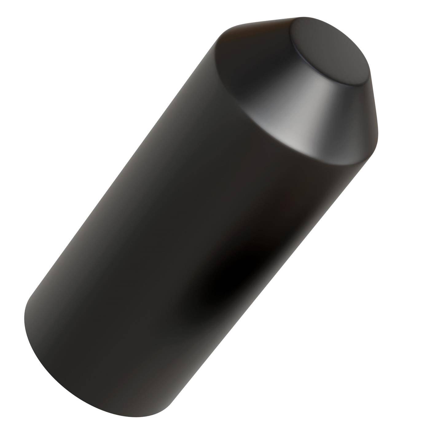 Heat-shrink end cap with adhesive 40 -> 15mm black Ratio 3:1 cross-linked polyolefin Shrink cap for cables, pipes and ropes