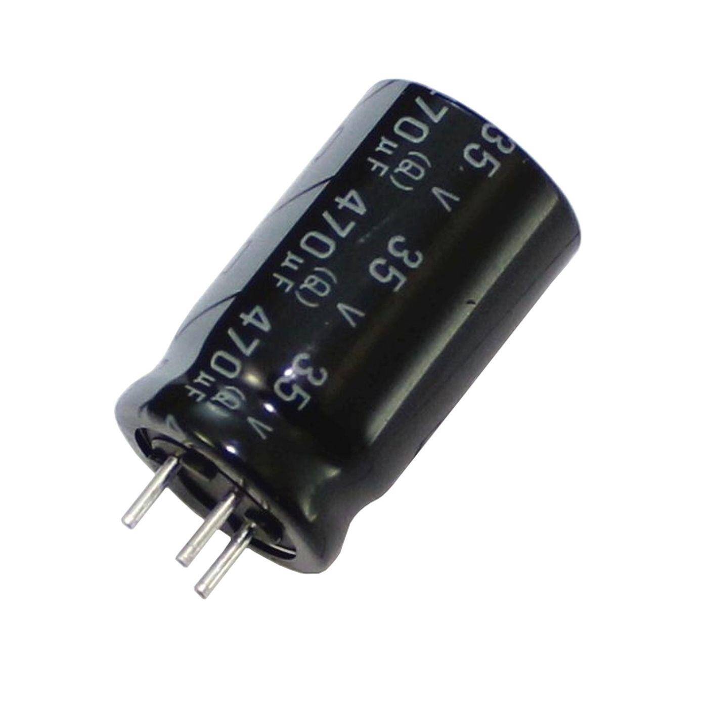 3-Pin Elko Kondensator 470µF 35V | Elektrolytkondensator bis zu einer Temperatur von 125°C | 12,5x20mm | 470uF RPK-35V471QI5WGY-F52 Elna