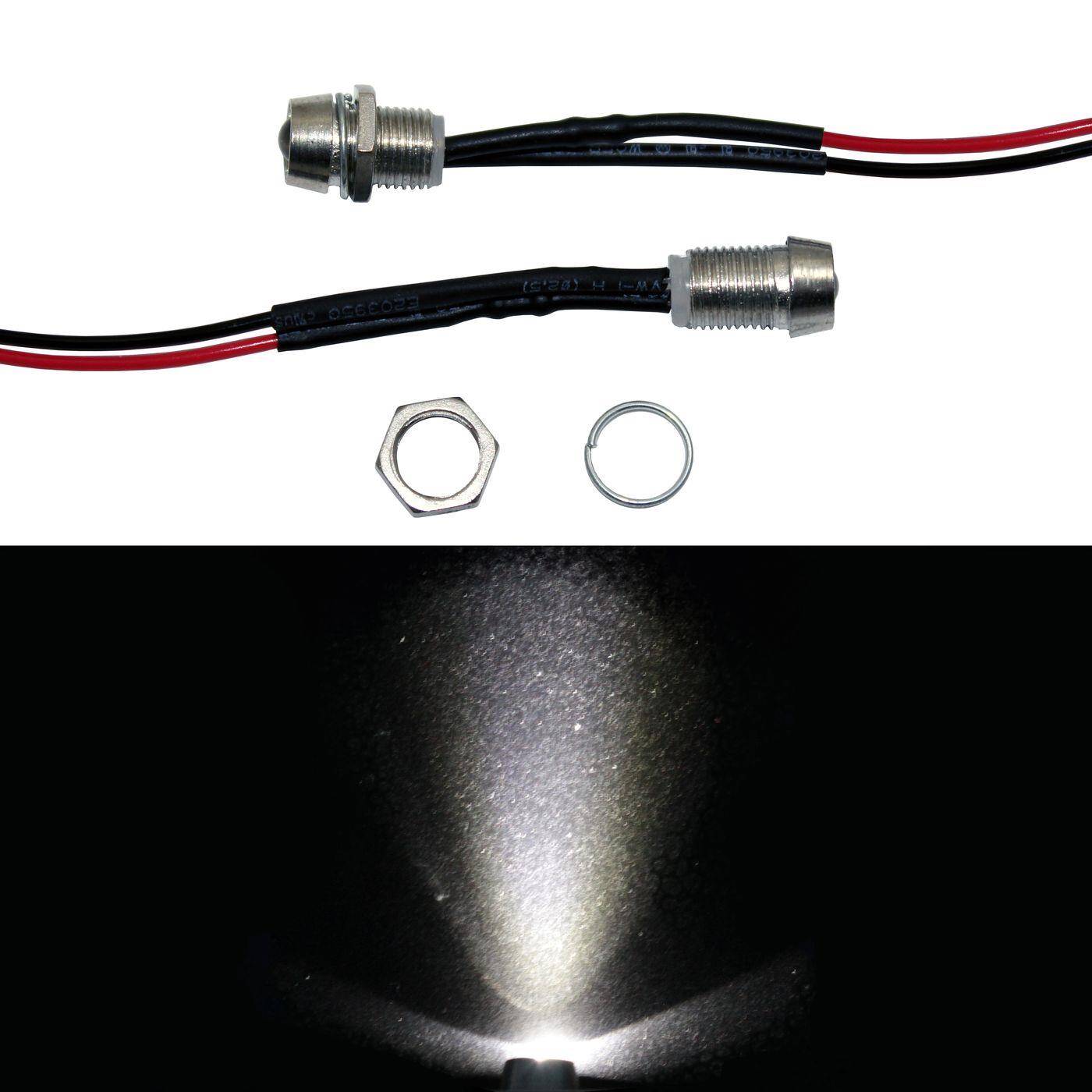5x Superbright signal screw LEDs Neutral White 4500K 5V 20cm Cable 10000…15000mcd 45°