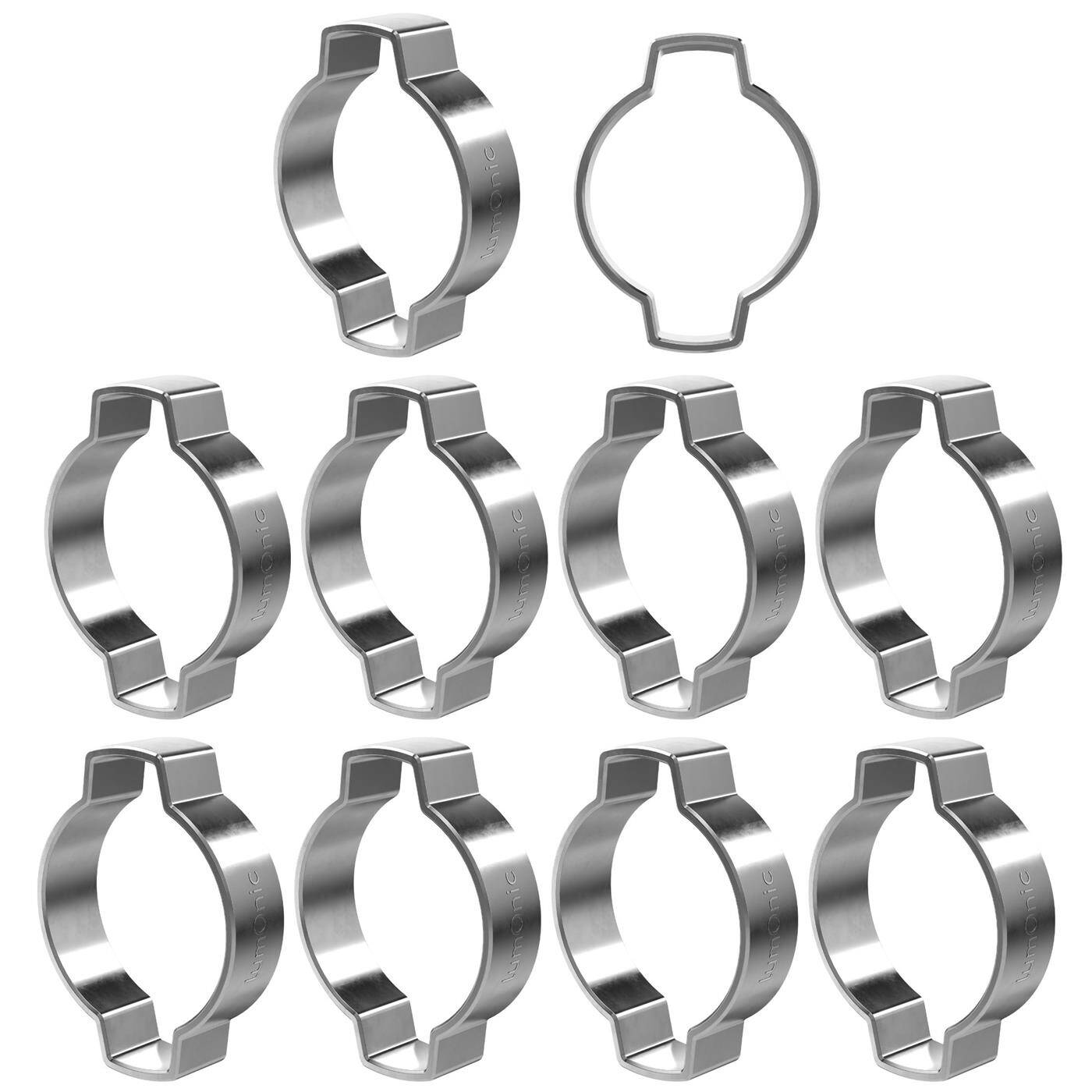 10x 2-Ohr-Schelle 23-27mm V2A Edelstahl Zweiohrschelle Schlauchschelle für Druckluft, Rohrsysteme, Garten, KFZ