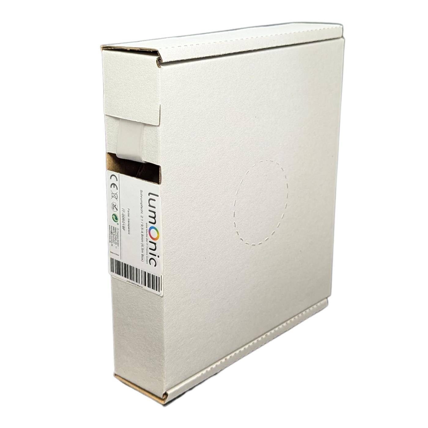 Lumonic 6,5m Schrumpfschlauch Box 2:1 Transparent - Hier von: 9,5mm auf 4,8mm - Dickwandiger Schrumfpschlauch in verschiedenen Größen