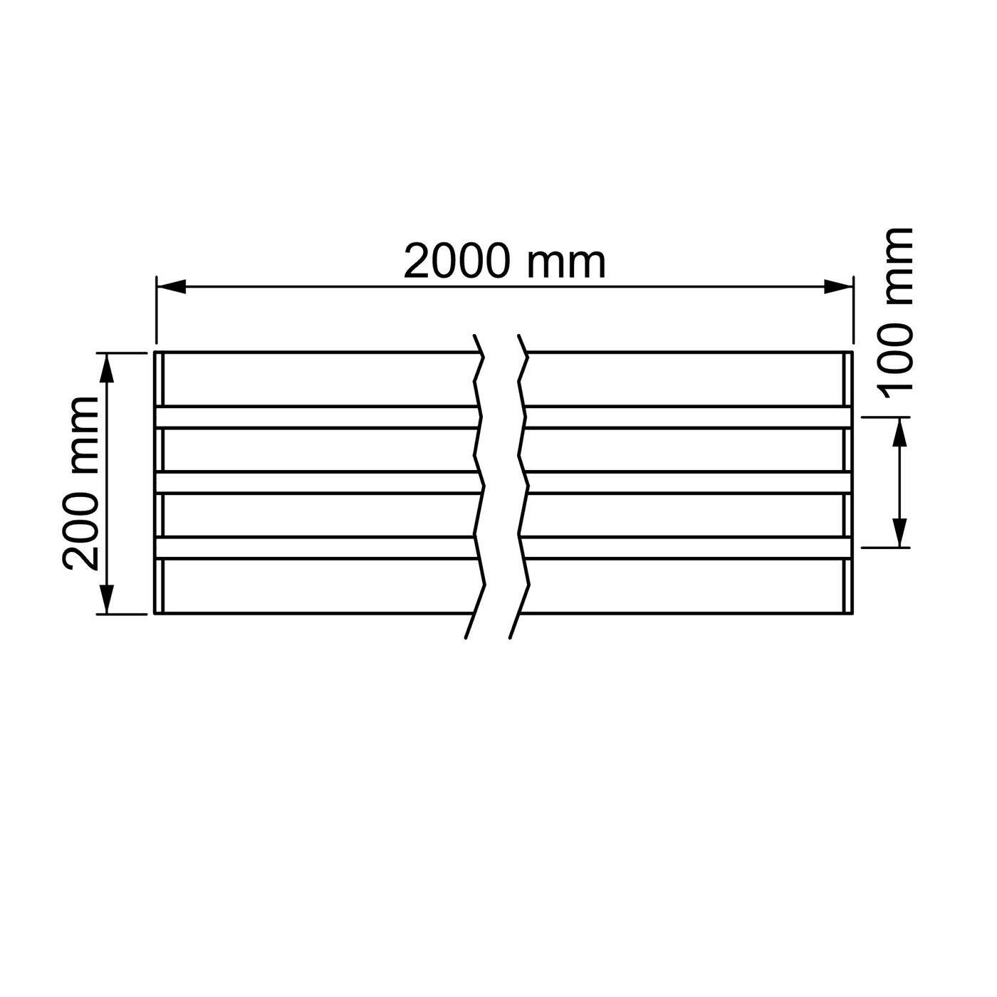 2m LED Drywall Panel gerade 3-track for 12mm Strip