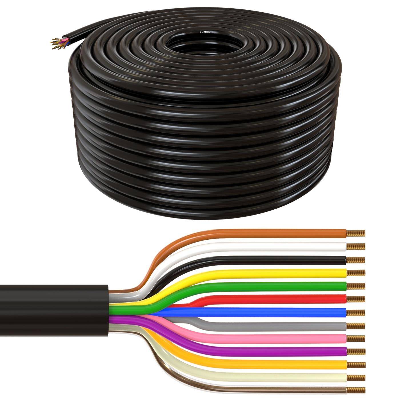 Lumonic 20m FLRYY Fahrzeugleitung 13x1,5mm² schwarz | 13-adrig | Anhängerkabel | mehradriges KFZ-Kabel | Öl- und Kraftstoffbeständig, flammwidrig | Niedervolt