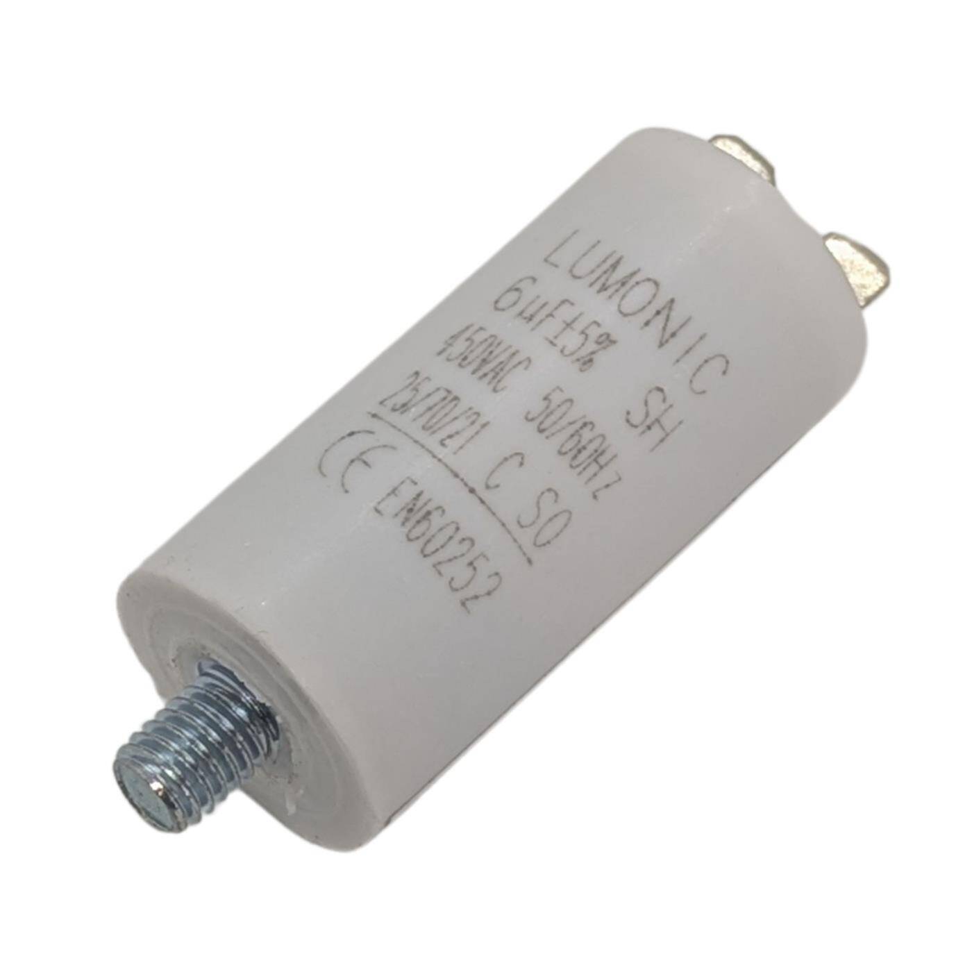 Starting capacitor with Plug 6,3x0,8mm 6µF 450V 26x55mm 6uF Motor capacitor with plastic housing