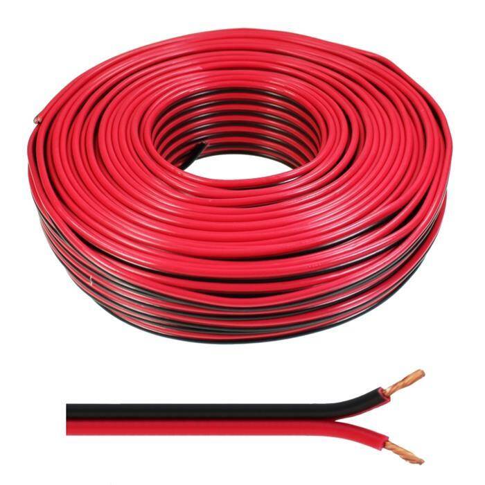 50m Speaker cables 2x 1,5mm² Red Black Audio cable Box housing cable