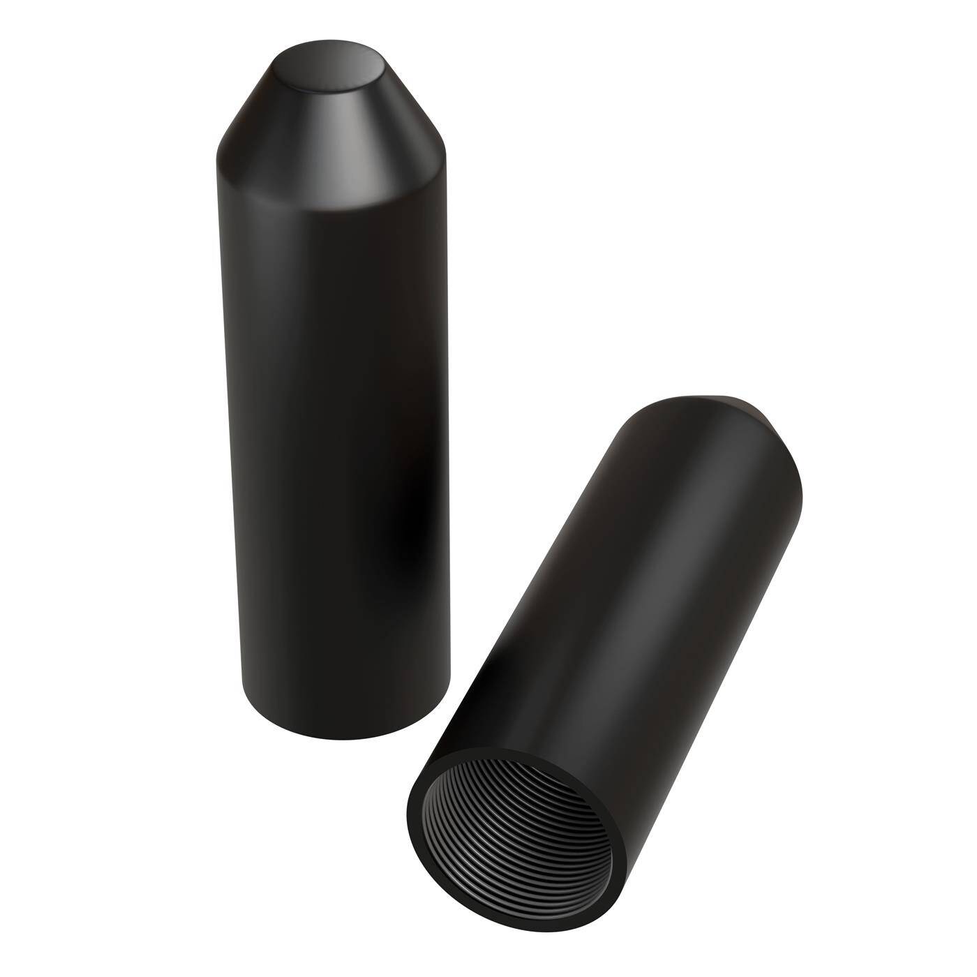 Heat-shrink end cap with adhesive 14 -> 5mm black Ratio 3:1 cross-linked polyolefin Shrink cap for cables, pipes and ropes