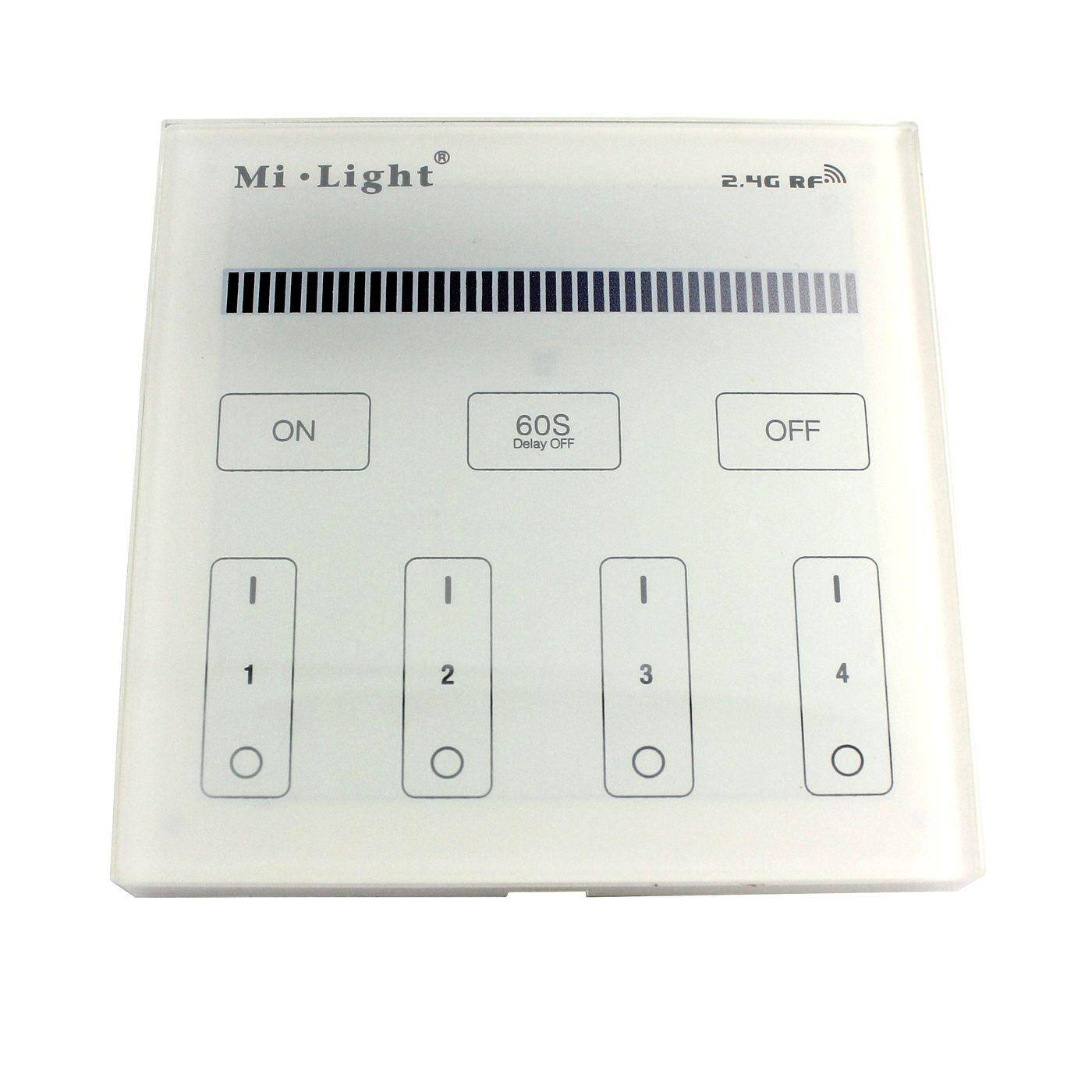 MiLight MiBoxer LED 4-Zone Wall Touch Panel Controller Radio 230V 2-Pin; monochrome