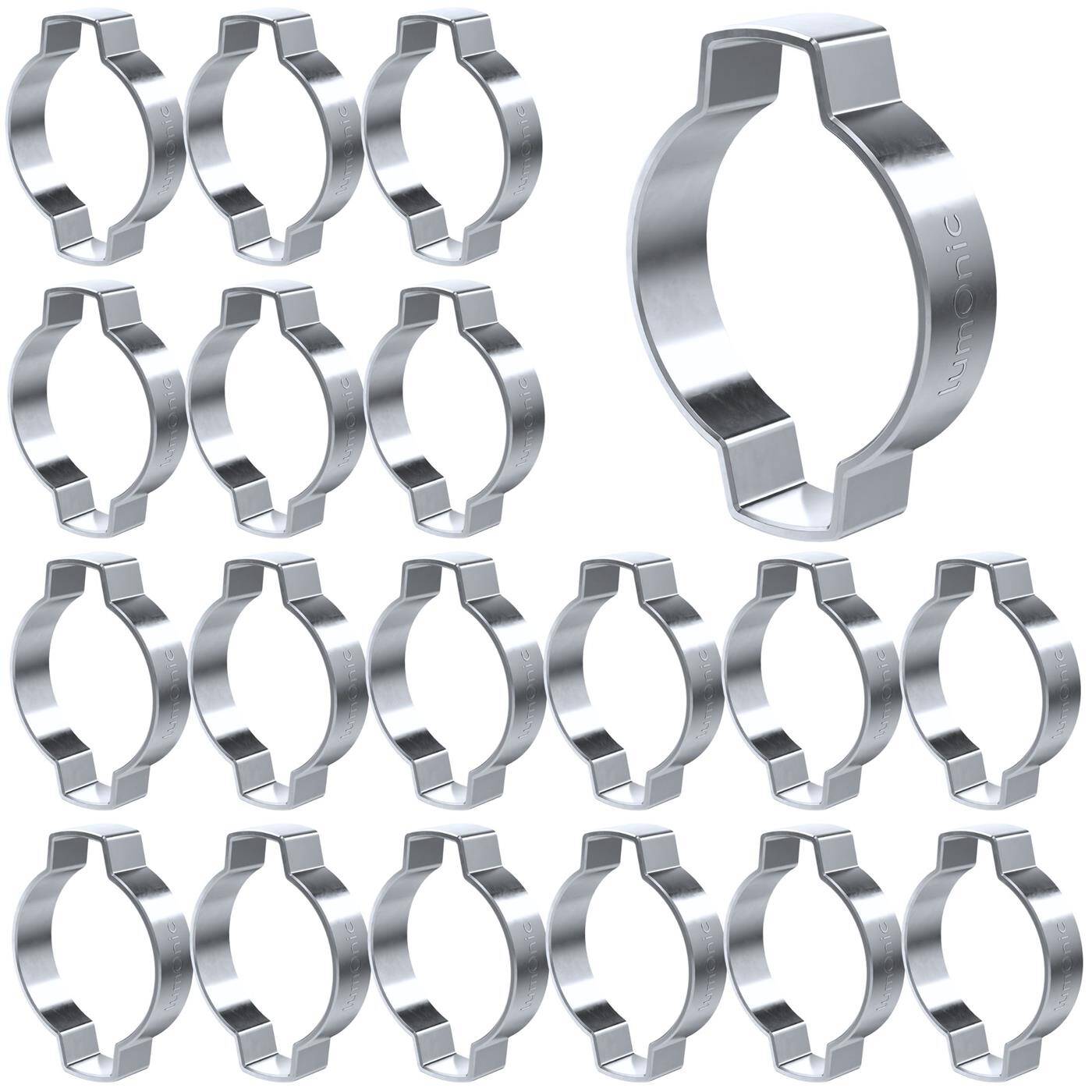 Lumonic I 20x 2-ear clip 28-31mm I Steel Galvanised I Two-ear clamp I Hose clamp I for Compressed air, Pipe systems, Garden, CAR