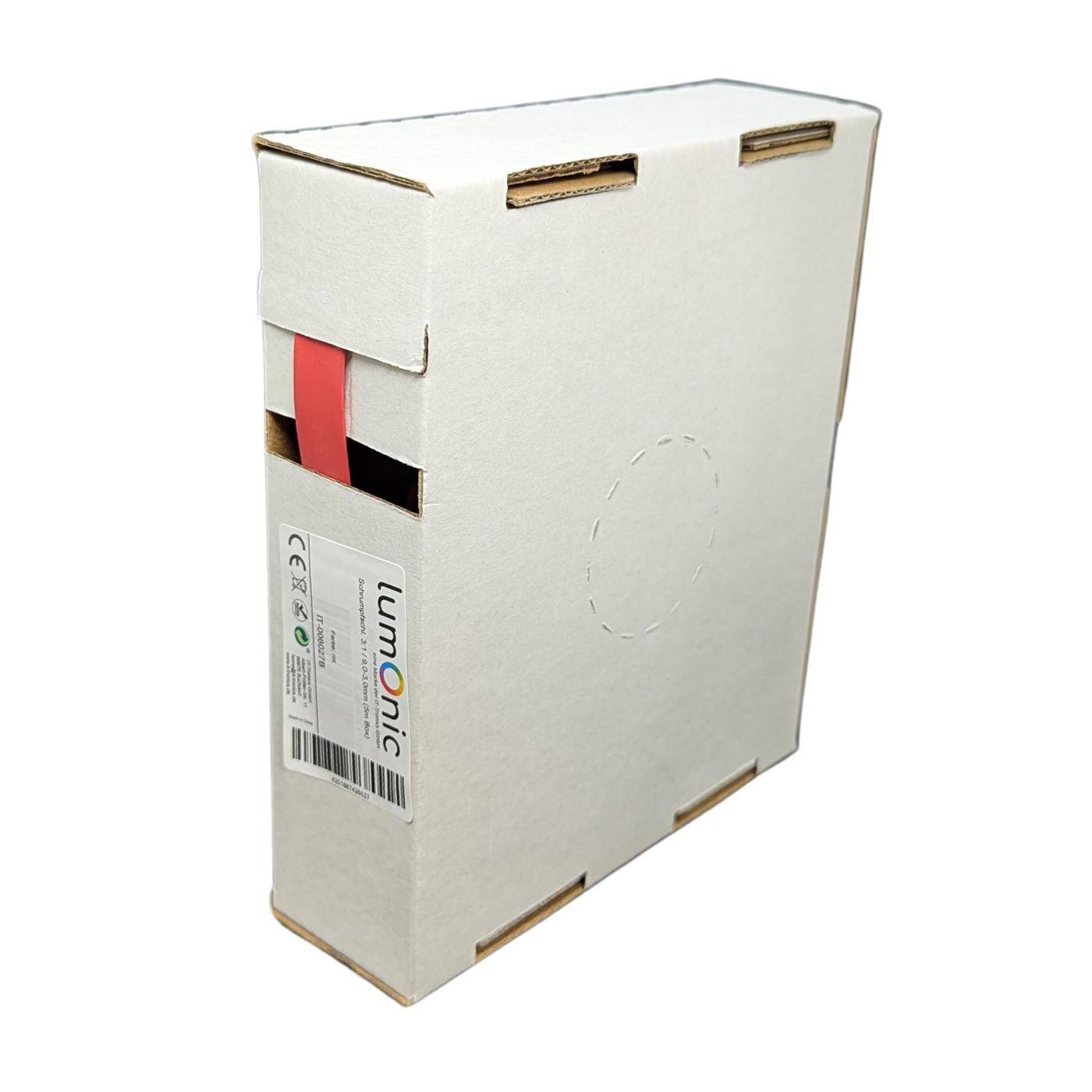 Lumonic 5m Schrumpfschlauch Box 3:1 Rot - Hier von: 9mm auf 3mm - Dickwandiger Schrumfpschlauch in verschiedenen Größen