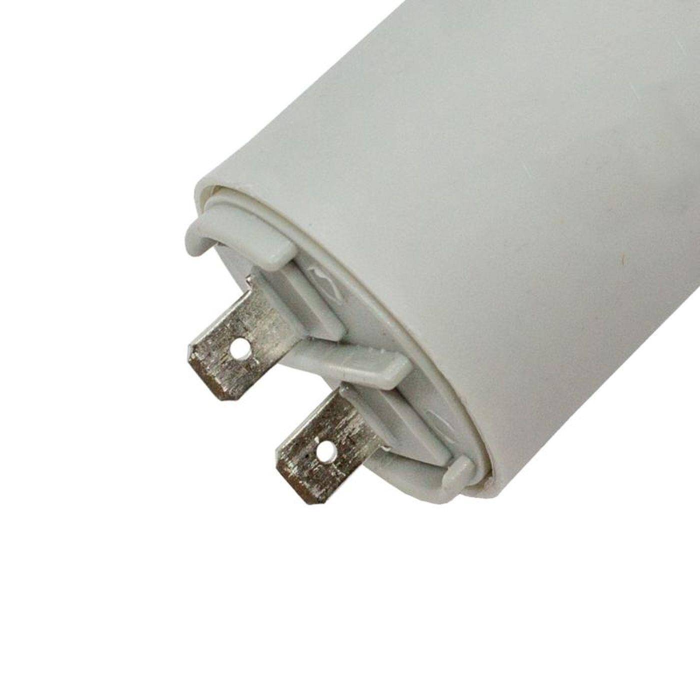 Lumonic Anlaufkondensator 416.10.24 A inkl. Stecker 6,3x0,8mm | Motorkondensator 18µF 425V 40x70mm I Kondensator im isolierten Kunststoffgehäuse
