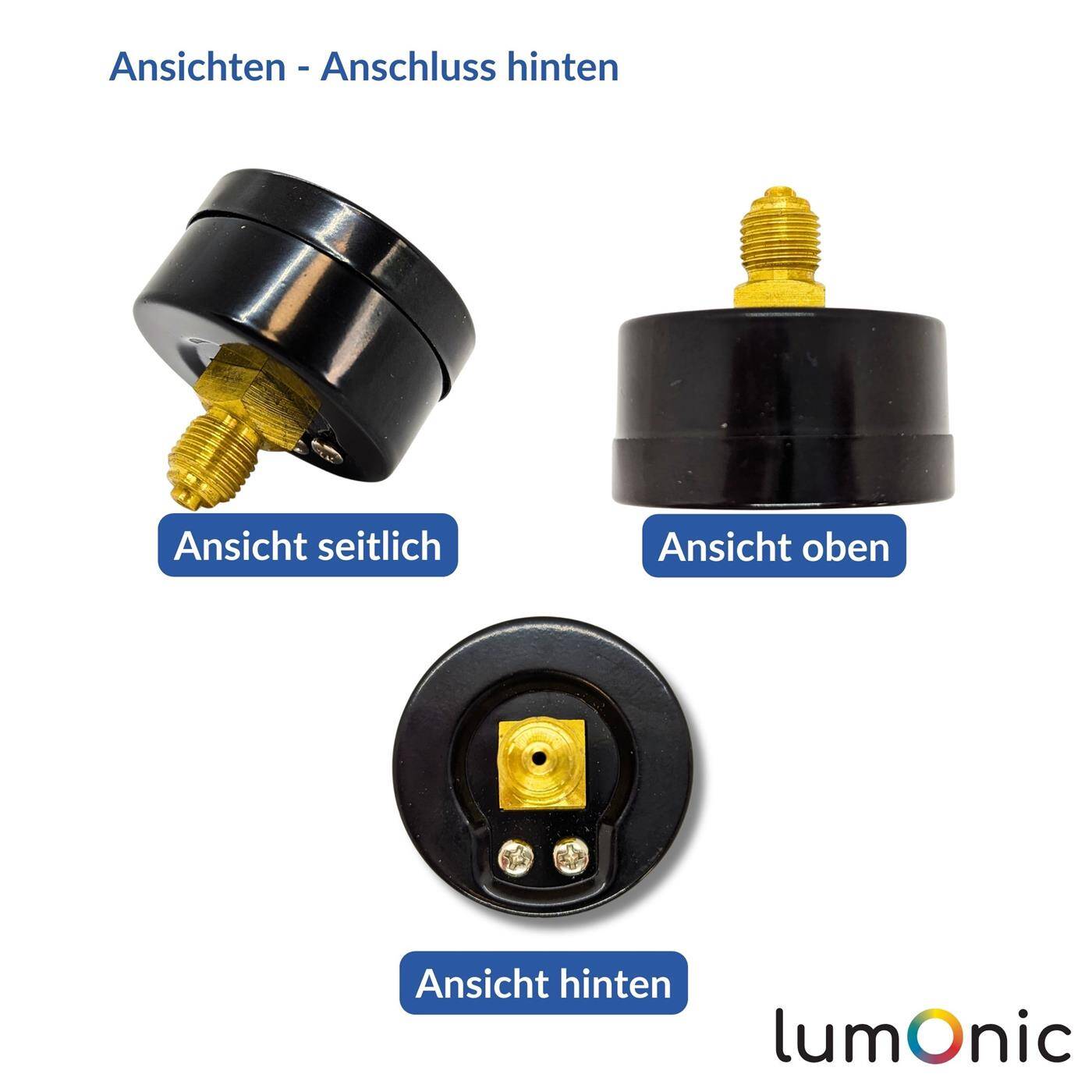 Lumonic I Manometer 0-16bar I 1/4 Zoll I Klasse 2,5 I Anschluss hinten I Durchmesser 50mm I Druckmesser I für Druckluft und Wasser