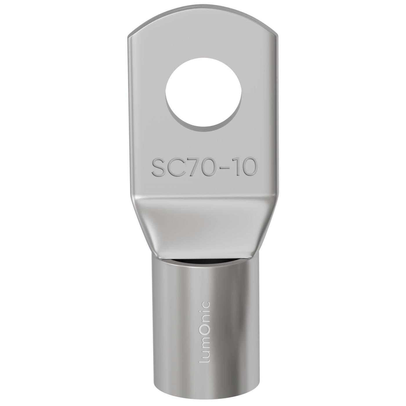 Lumonic 1x Tubular cable lug 70mm² blank | M10 | Tinned copper | Cable connection without soldering | SC70-10, Crimp cable lug, crimp connector | Motor vehicle, mechanical engineering, motorhome, battery