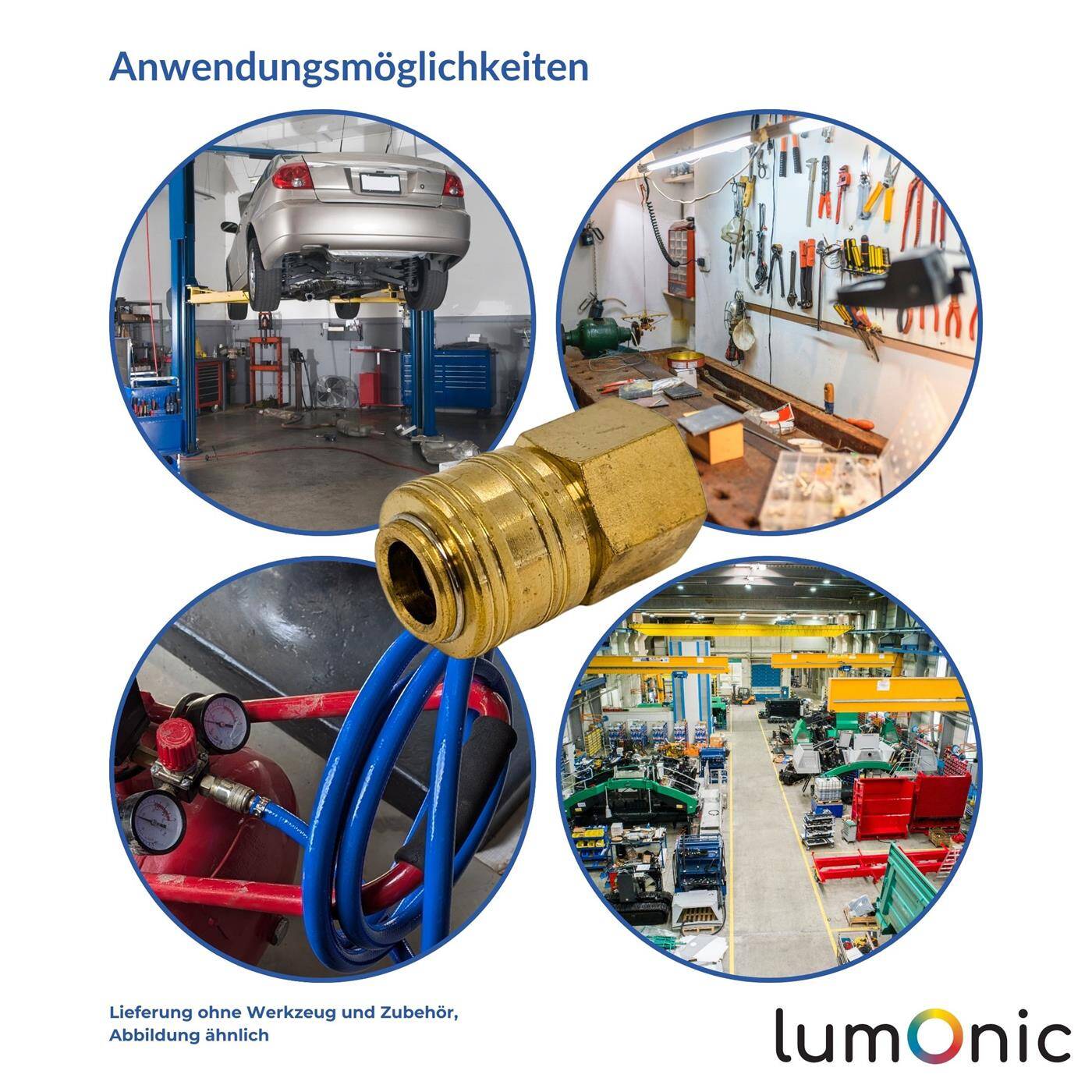 Lumonic I Kupplungsdose mit Innengewinde I 1/4" I aus Messing I Druckluftkupplung-Buchse I Schnellkupplung I für Werkstätten, Betriebe und Heimwerker