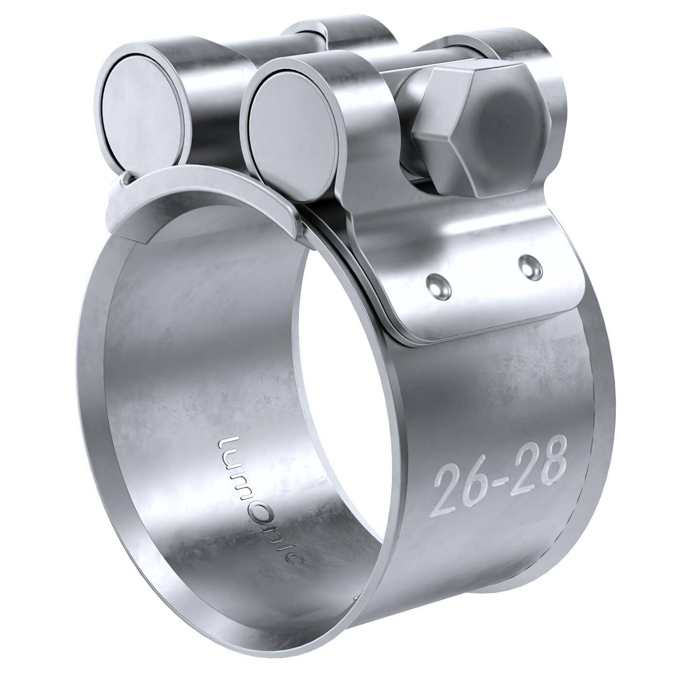 1x Lumonic Gelenkbolzenschelle 26-28mm  Auspuffschelle für Bau PKW LKW
