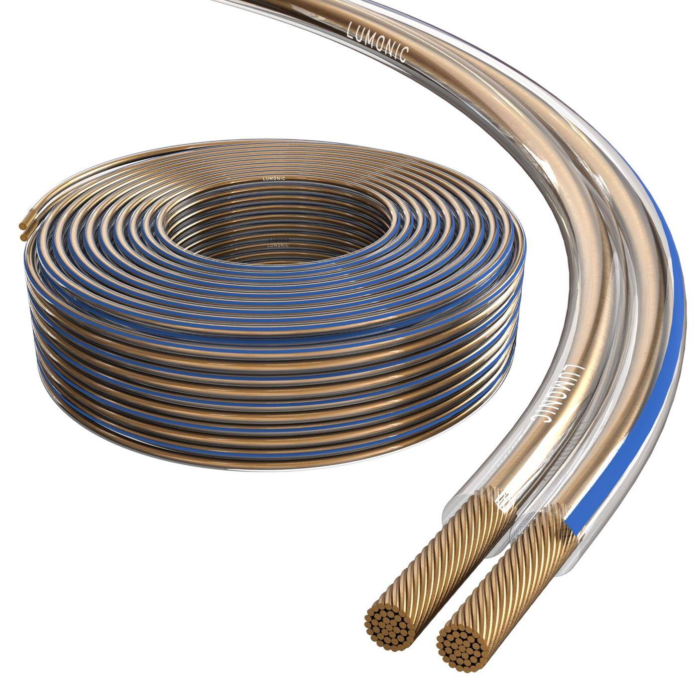 50m Speaker cables 2x 2,5mm² Transparent CCA HiFi speaker cable Audio twin line