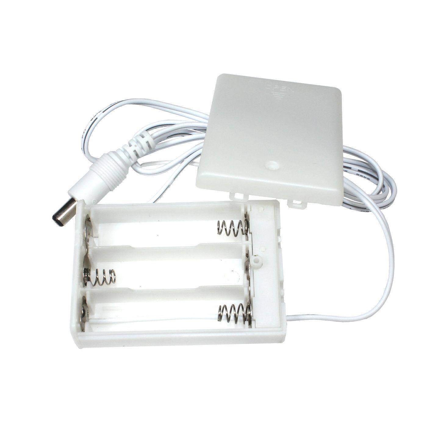Batteriebox -> DC Stecker 90cm DC Stecker 5,5/2,1mm Weiß 3x AA Batterie 4,5V