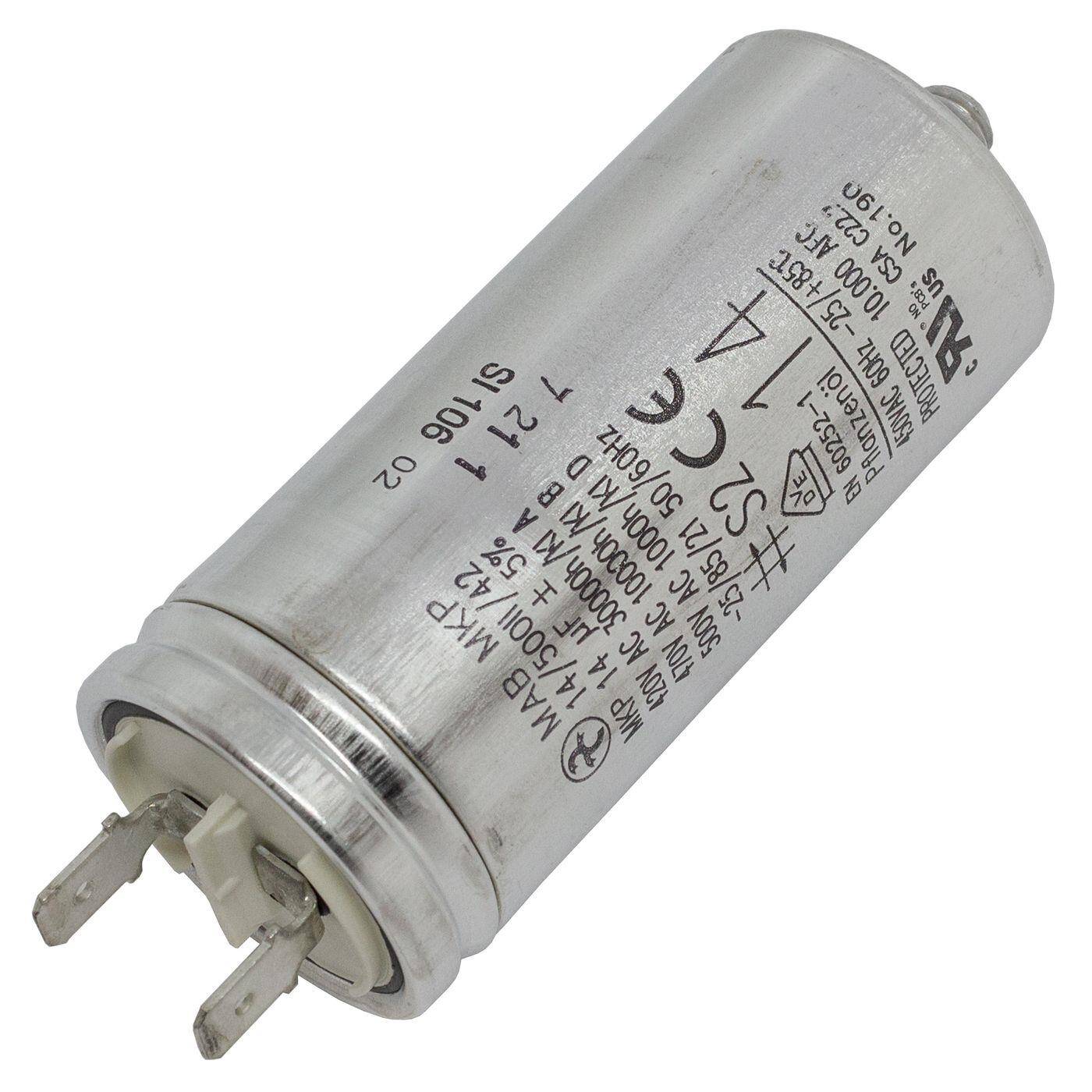 Lumonic Anlaufkondensator Hydra MKP-500 14-A inkl. Stecker 6,3x0,8mm | Motorkondensator 14µF 470V 35x78mm I Kondensator mit hochwertigem Metallgehäuse