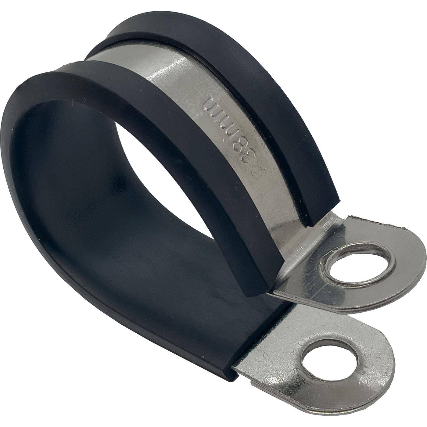 1x P-Clip Leitungsschelle Edelstahl V2A mit Gummi 38mm Rohrschelle Befestigungsschelle