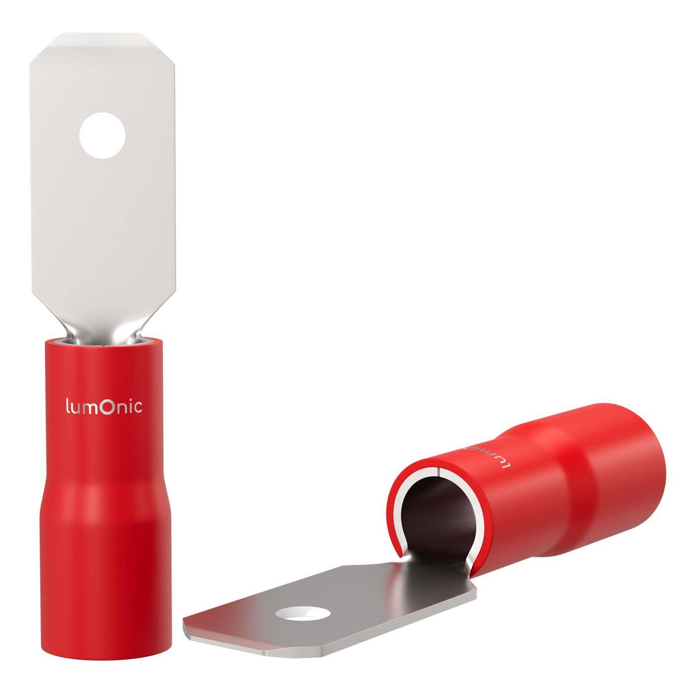 25x Flat plug partially insulated 0,5-1,5mm² Plug-in dimension 0,8x4,8mm Red Connectors Brass tinned