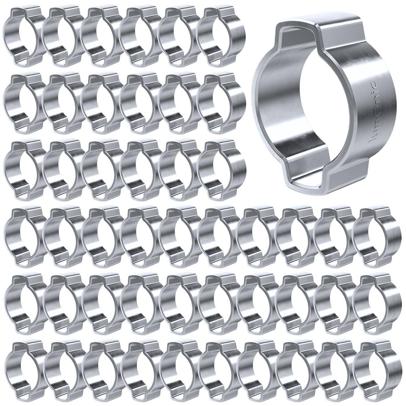 50x 2-Ohr-Schelle 11-13mm Stahl Verzinkt Zweiohrschelle Schlauchschelle für Druckluft, Rohrsysteme, Garten, KFZ