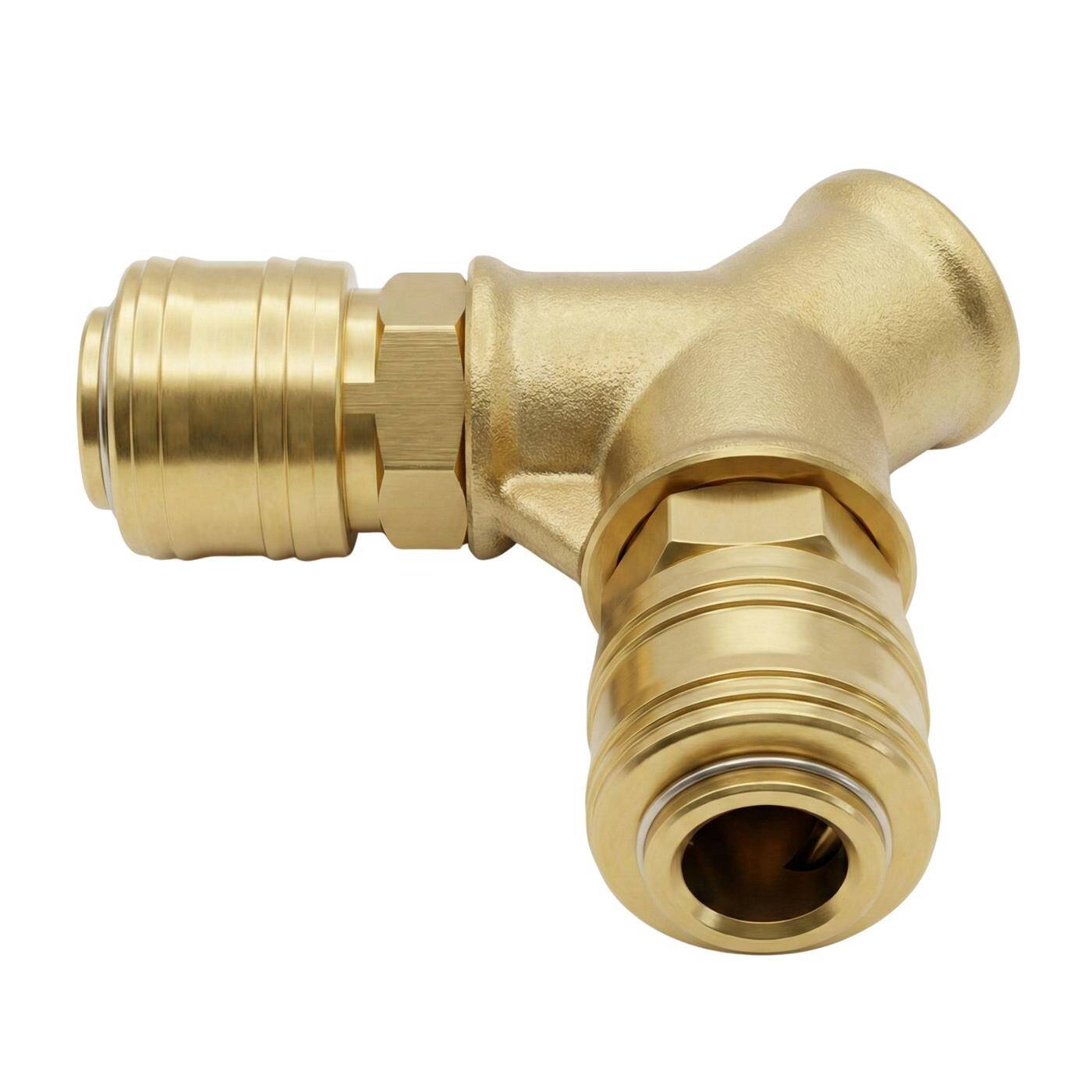 Compressed air distributor 2-fold with internal thread 1/2" made of brass Compressed air distributor Compressed air diverter Quick coupling Multiple distributor for workshops, businesses and DIY enthusiasts