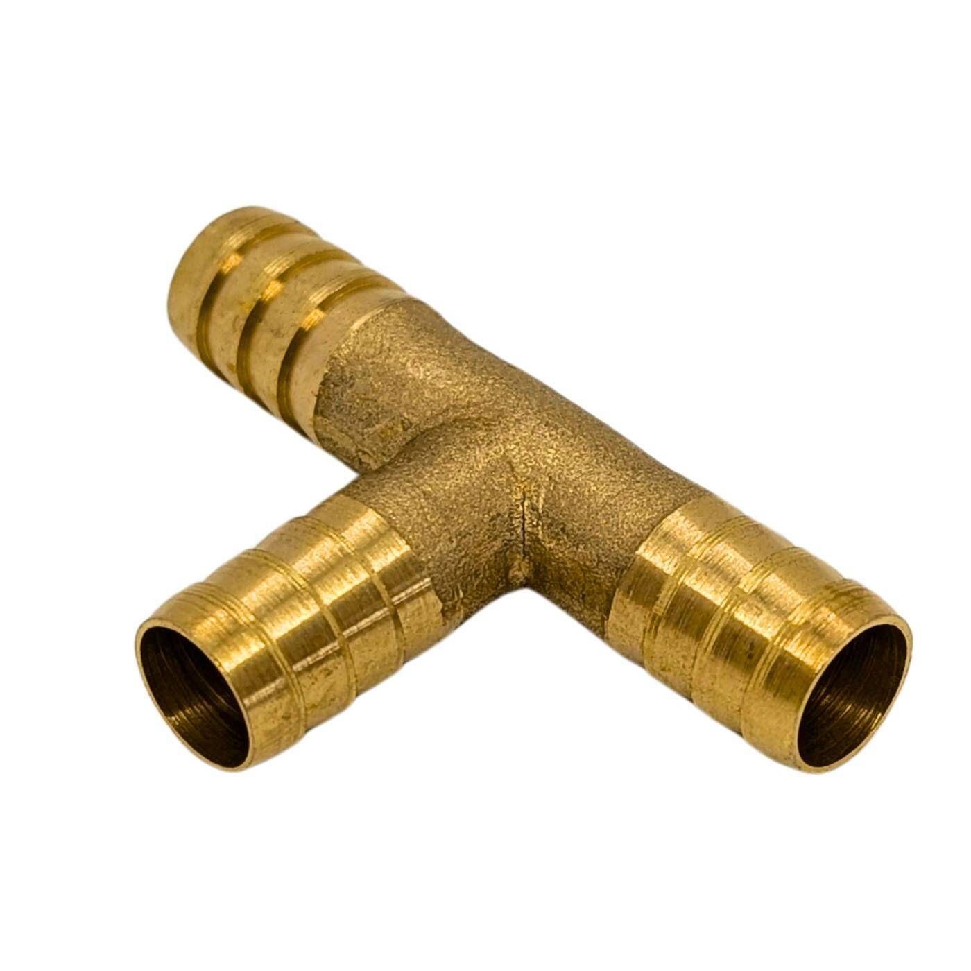 T-hose connector for 9mm (3/8") hose made of brass T-connector T-piece with spike profile Compressed air for workshops, businesses and DIY enthusiasts