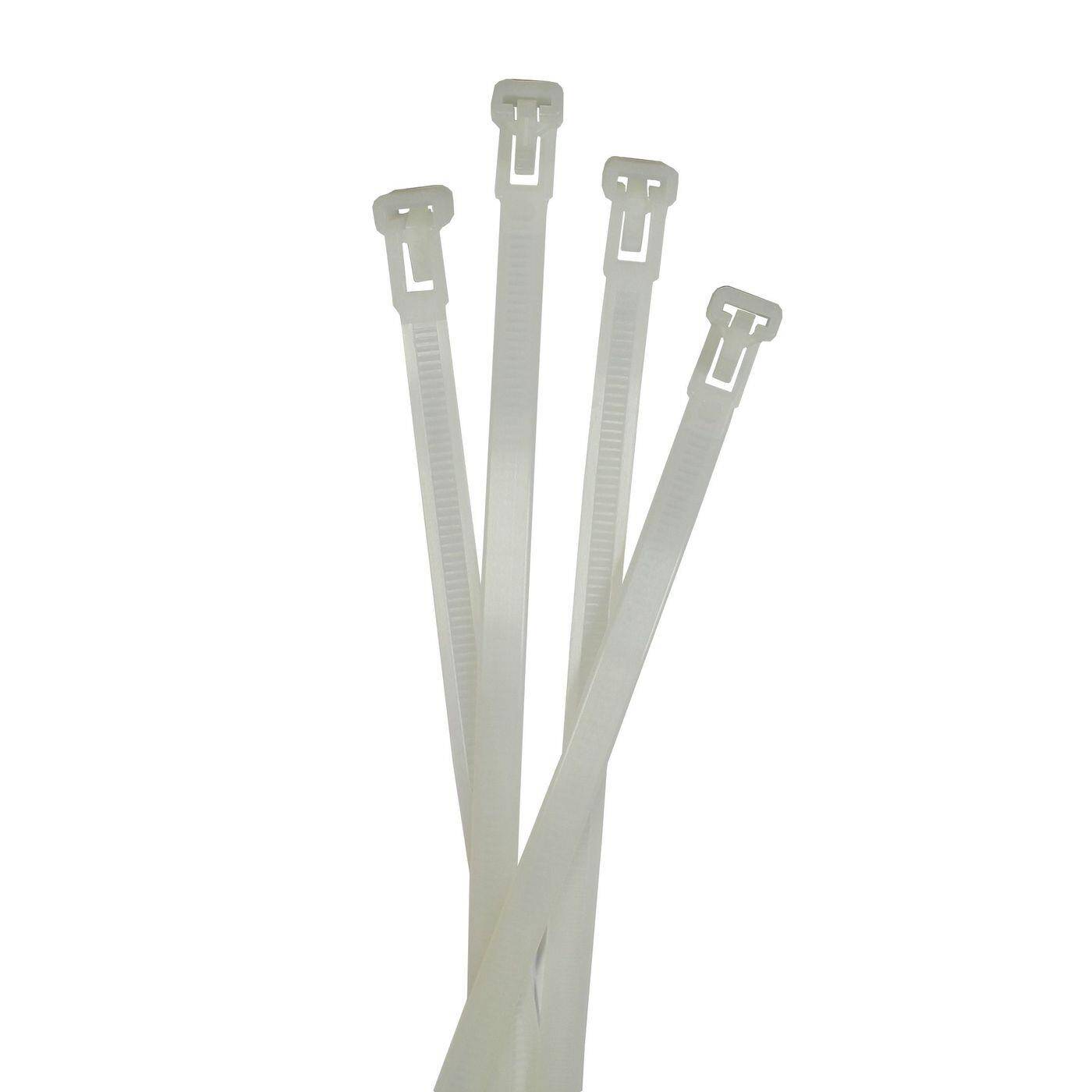 100x Kabelbinder Wiederverwendbar 150 x 7,6mm Weiß Natur 22kg PA6.6 Polyamid Industriequalität